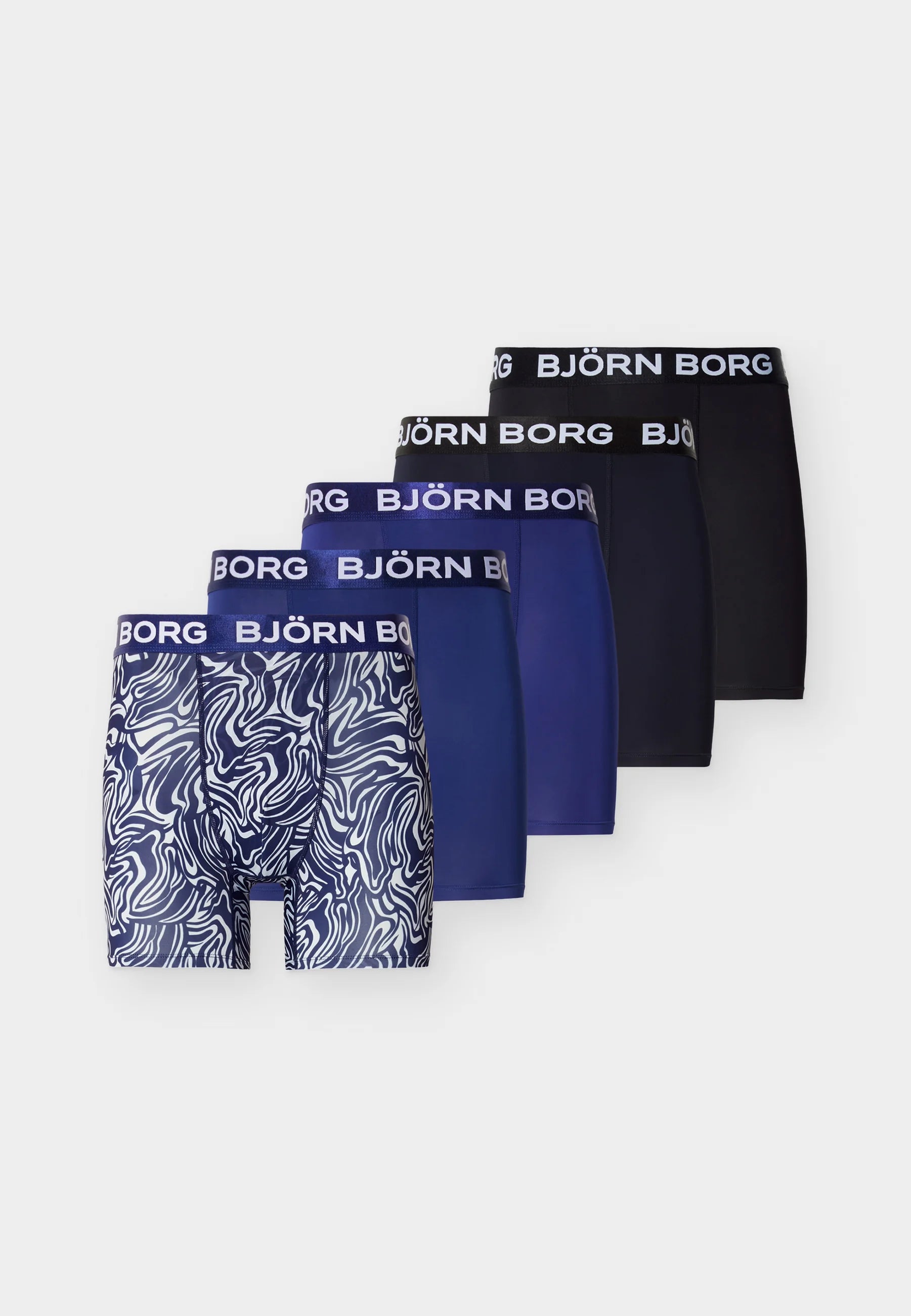 Björn Borg Sports 5 Pack Boxer Briefs – Blue, Black, Dark Blue