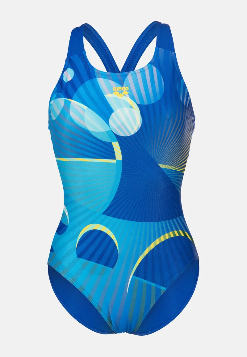 Arena Depth V Back Einteiliger Badeanzug – Blau-Multi, Neonblau