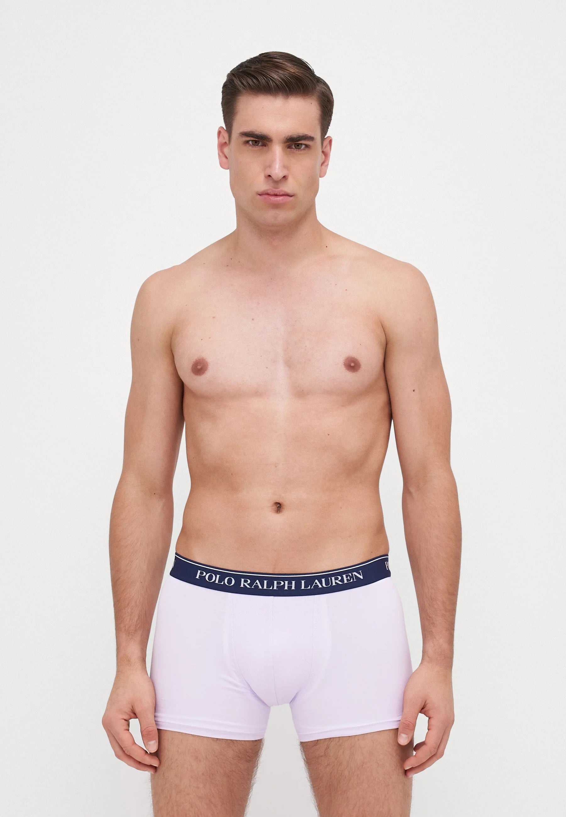 Boxer Polo Ralph Lauren in cotone elasticizzato – Confezione da 5 – Blu scuro, Blu, Lilla, Bianco