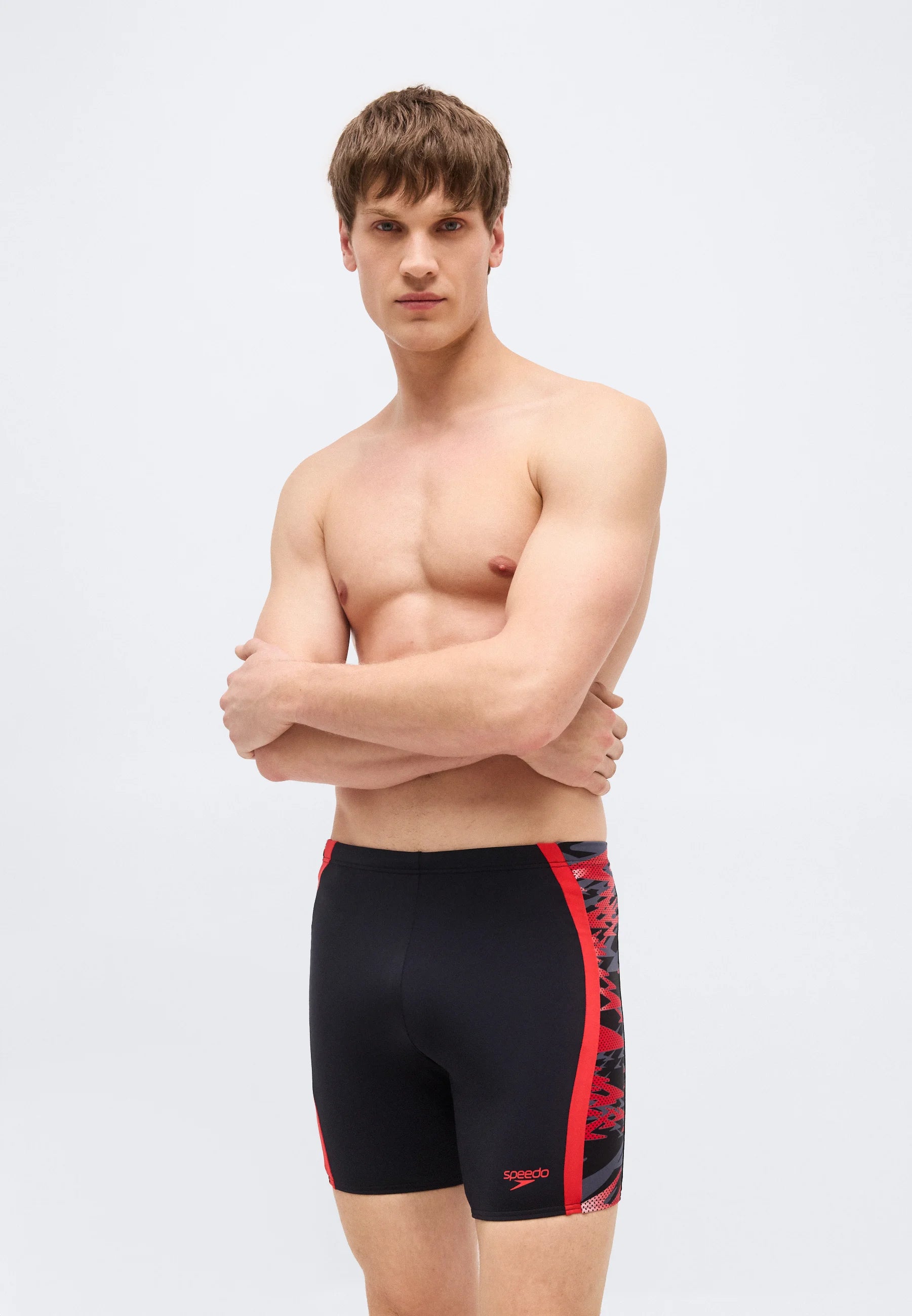 Speedo Hyperboom Mid Jammer – antracitová, vysoce riziková červená