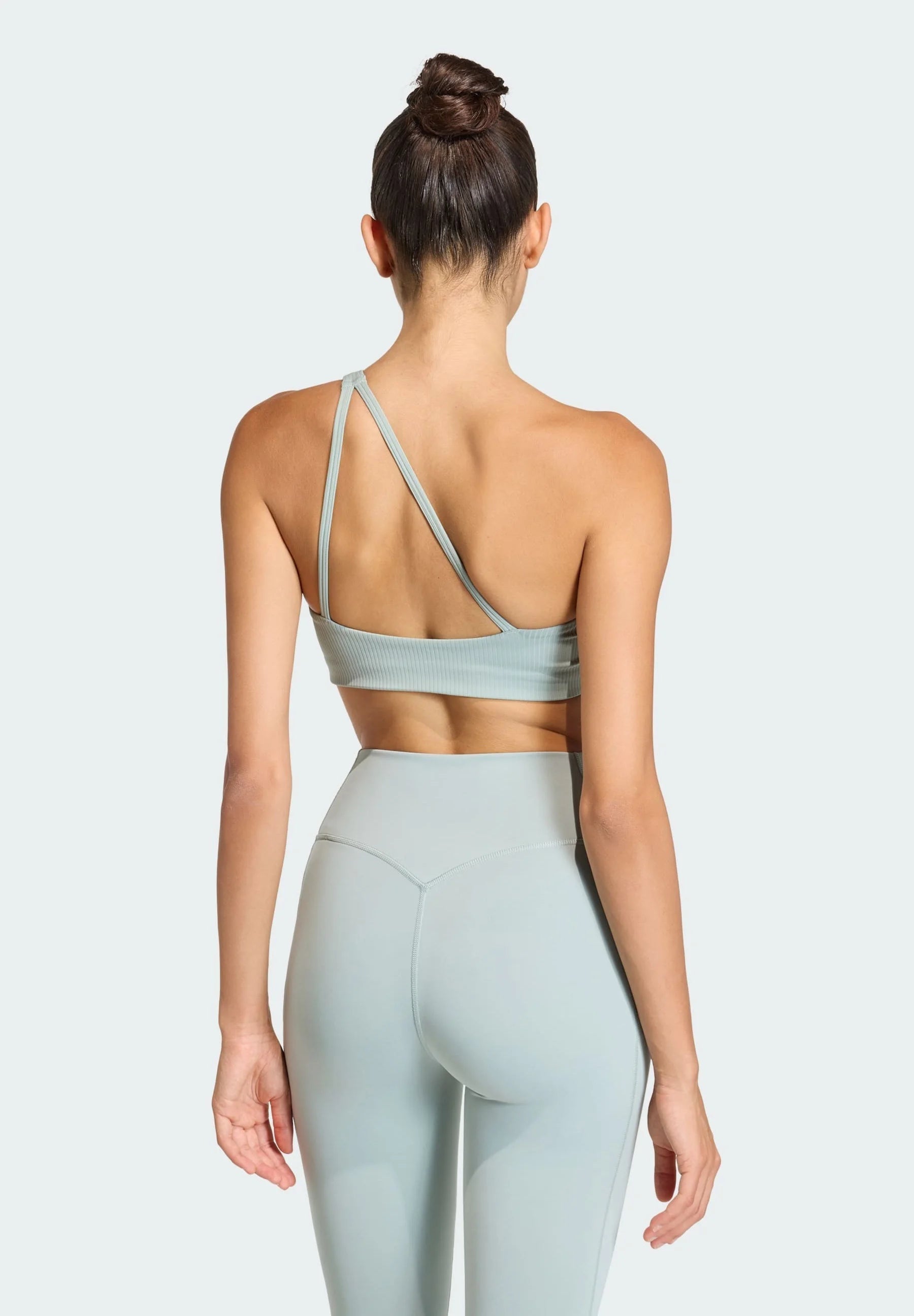 Adidas Performance Optime Workout Rib One Shoulder Light Support Bra – Sage