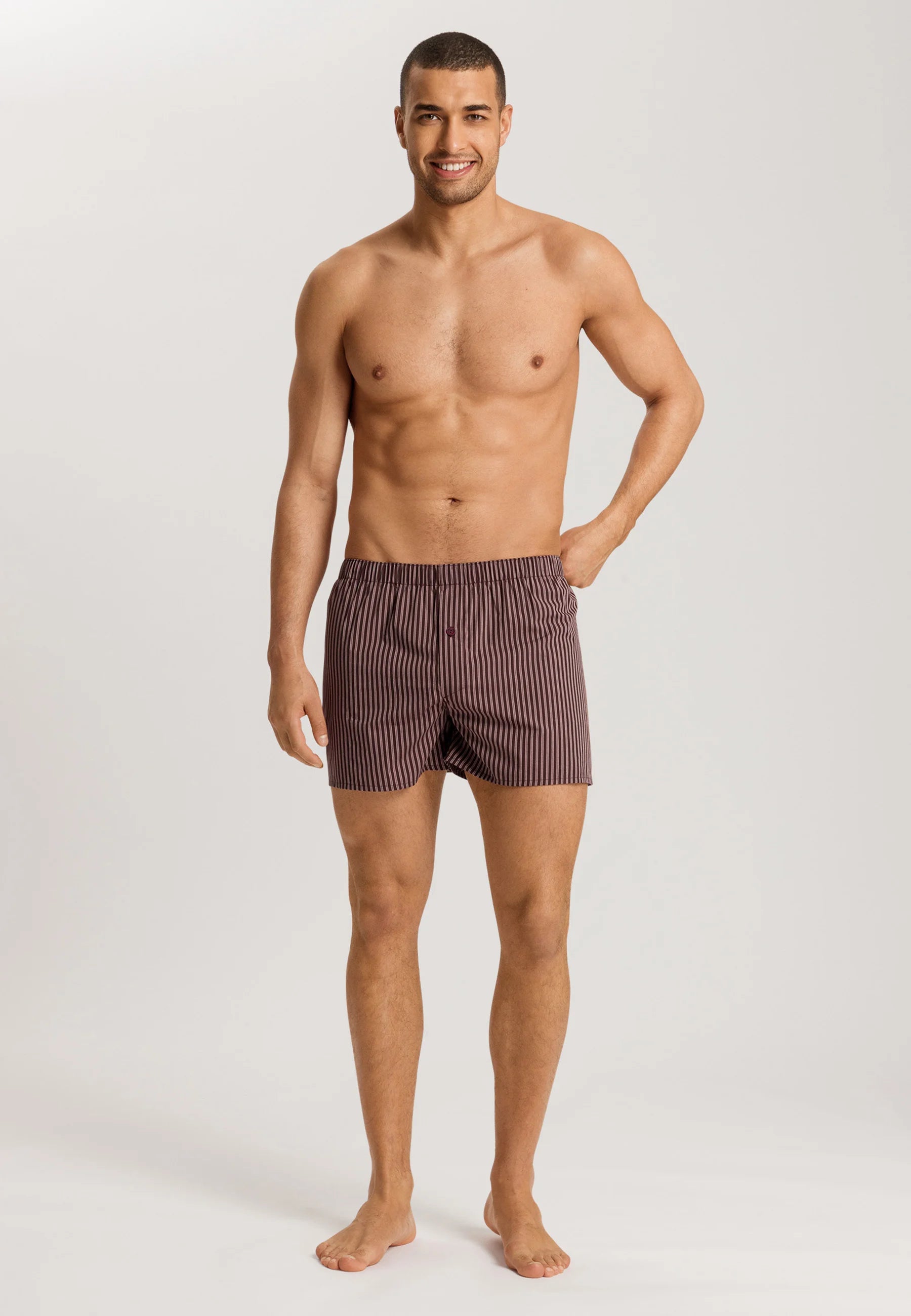 Boxerky HANRO FANCY – Dark Wine Stripe