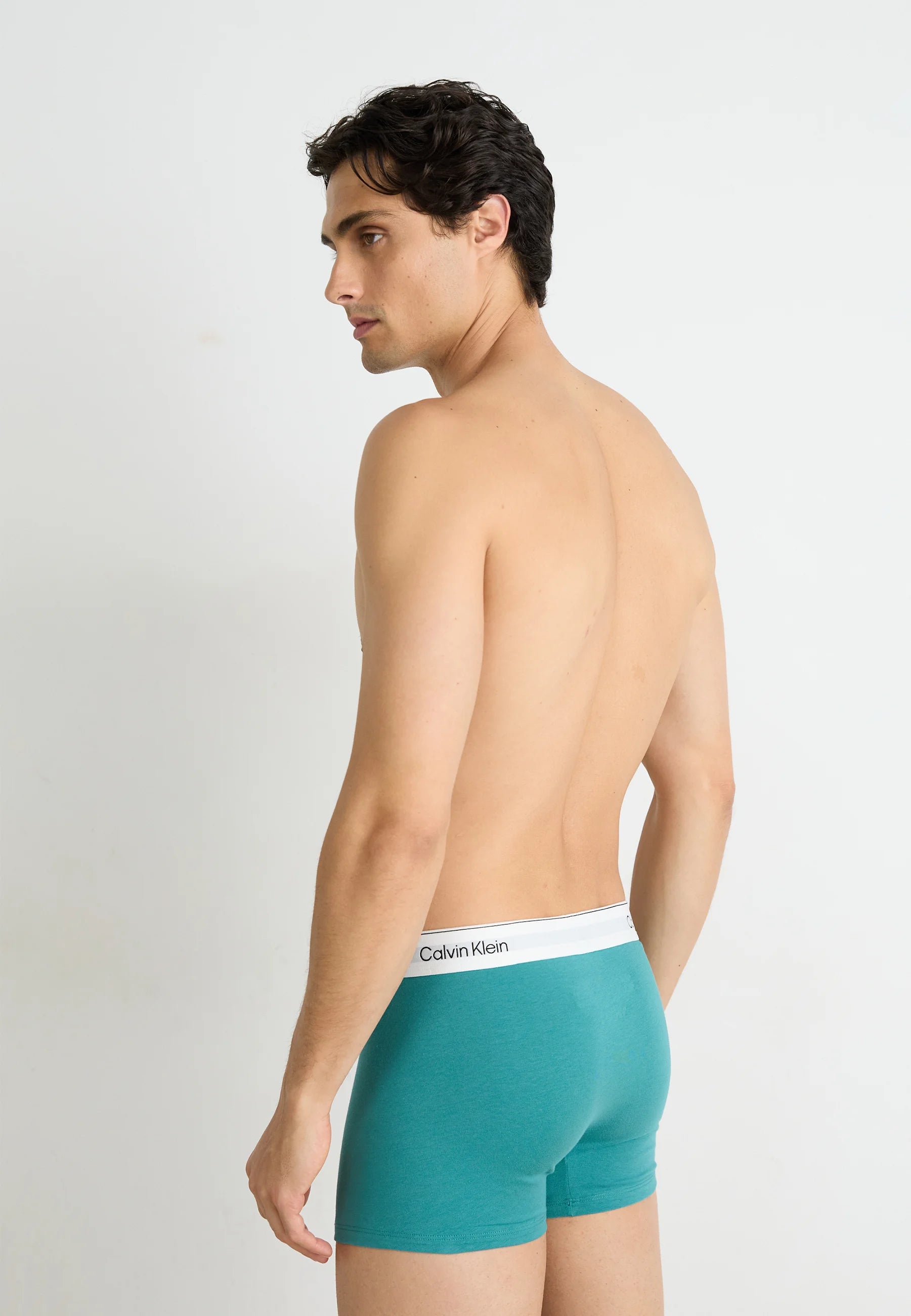 Calvin Klein Icon Cotton Stretch Relaxed Fit Trunks – 3 Pack – Shoreline, Grey Heather, Lively Teal