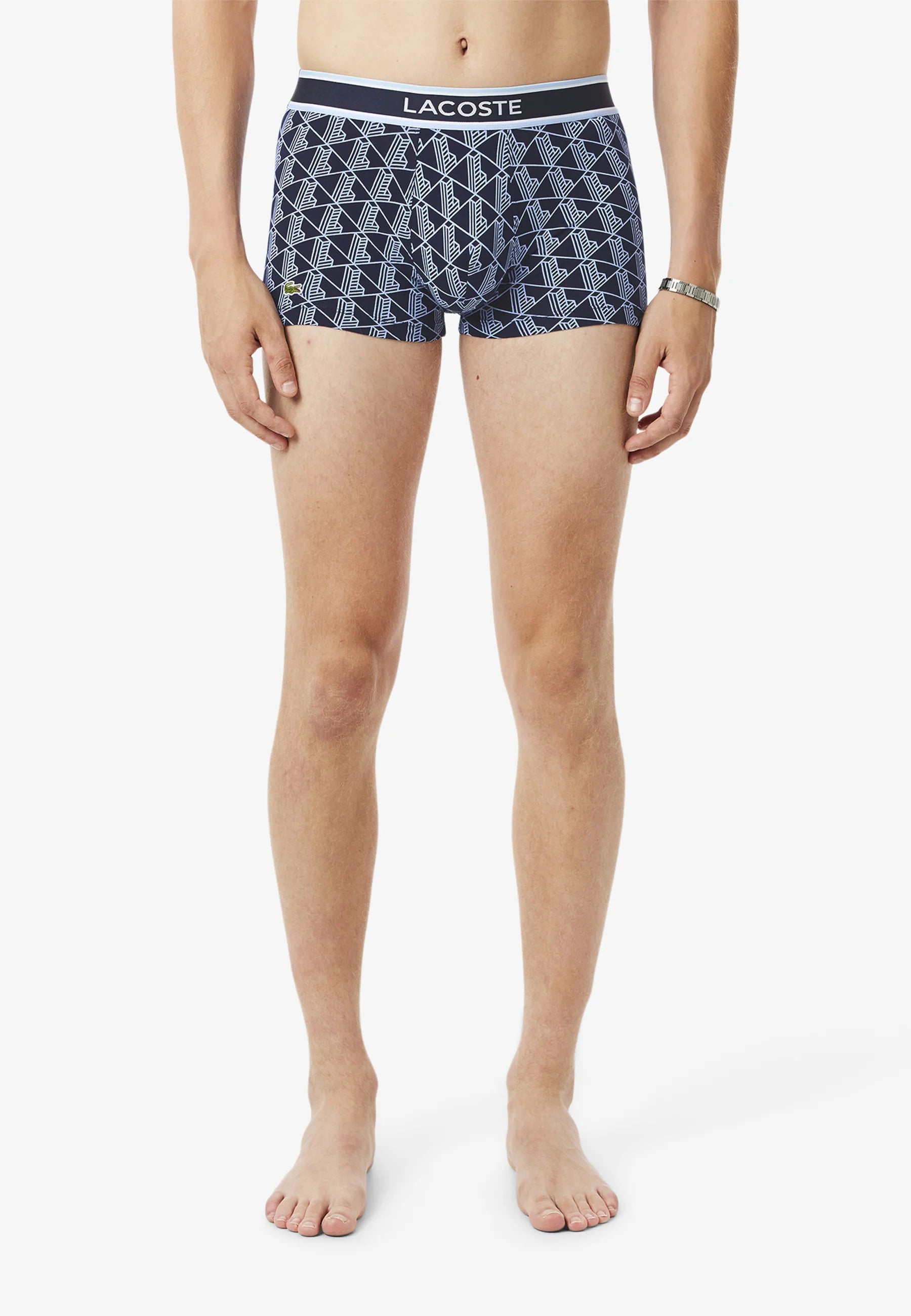 Lacoste Court Stretch-Unterhose – Marineblau, Hellblau