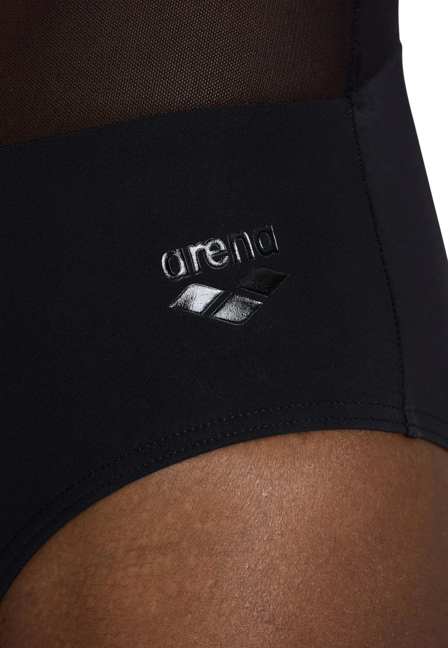 Arena Mesh Panels Vent Back One-Piece Swimsuit – Black