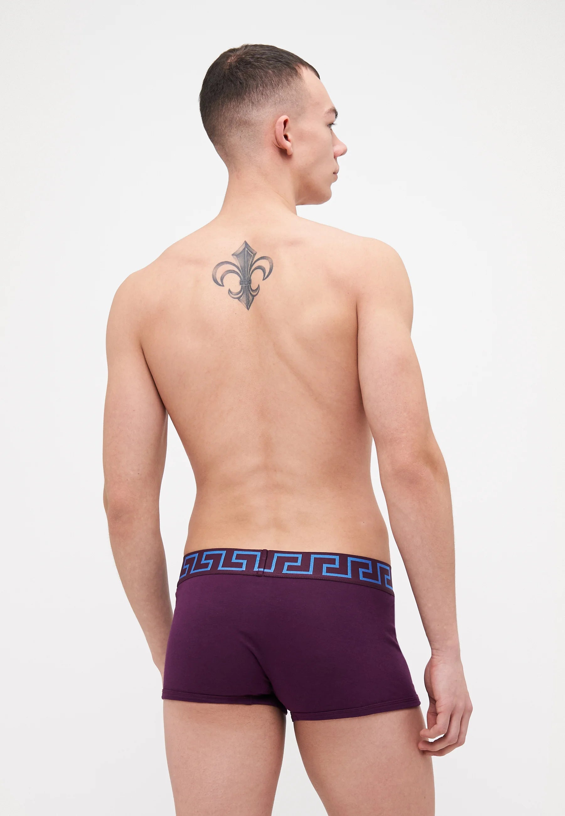 Versace Cotton Stretch Low Rise Trunks – tmavý lilek, inkoustově modrá