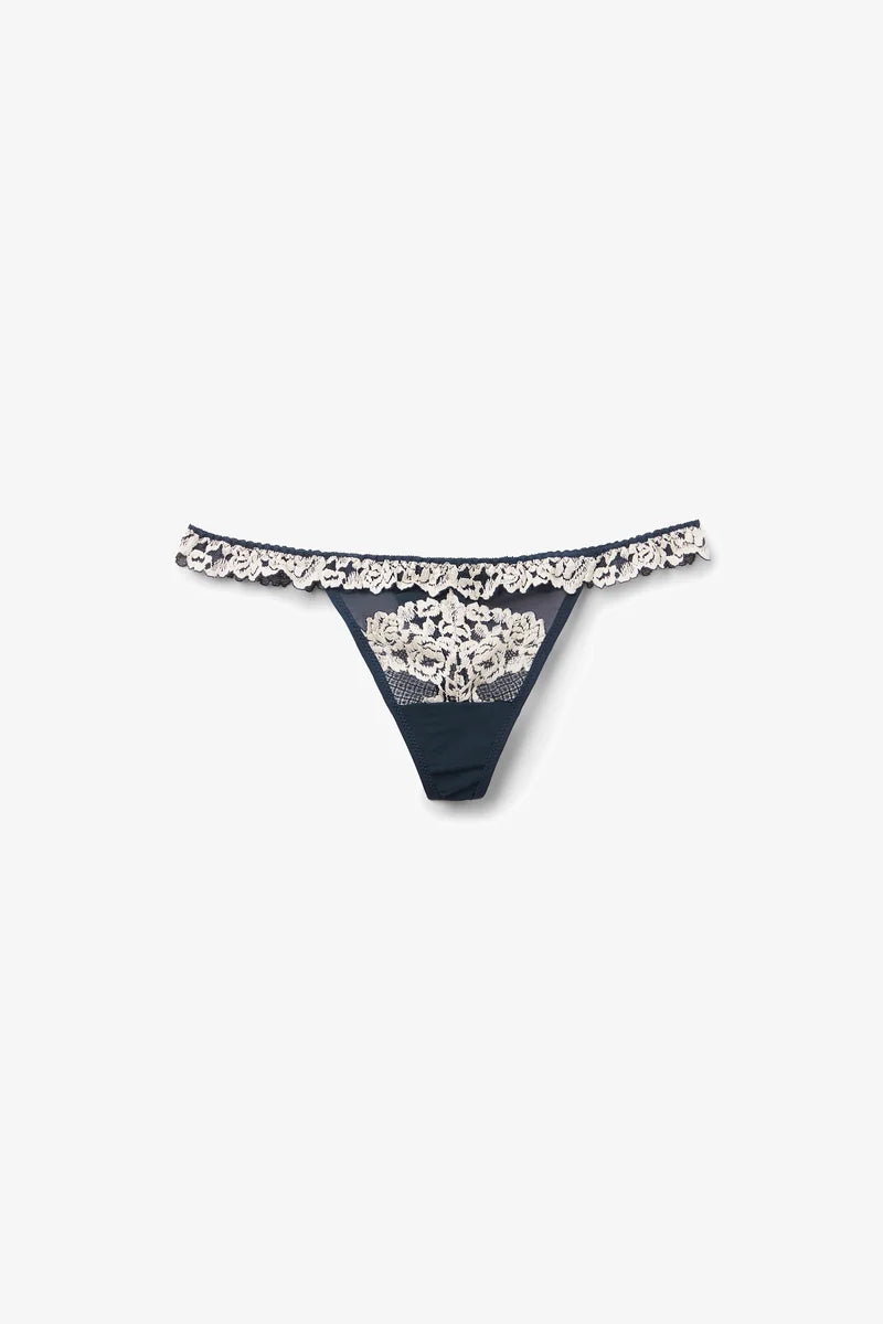 Intimissimi String Jolies Fleurs Bretelles Latérales – Bleu Chiné