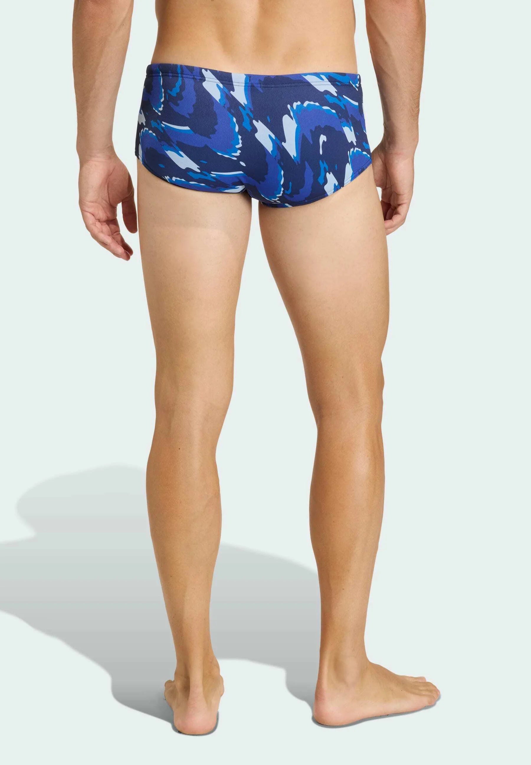 Adidas Performance Ripstream Team Graphic Wide Badehose – Dunkelblau, Halbklares Blau