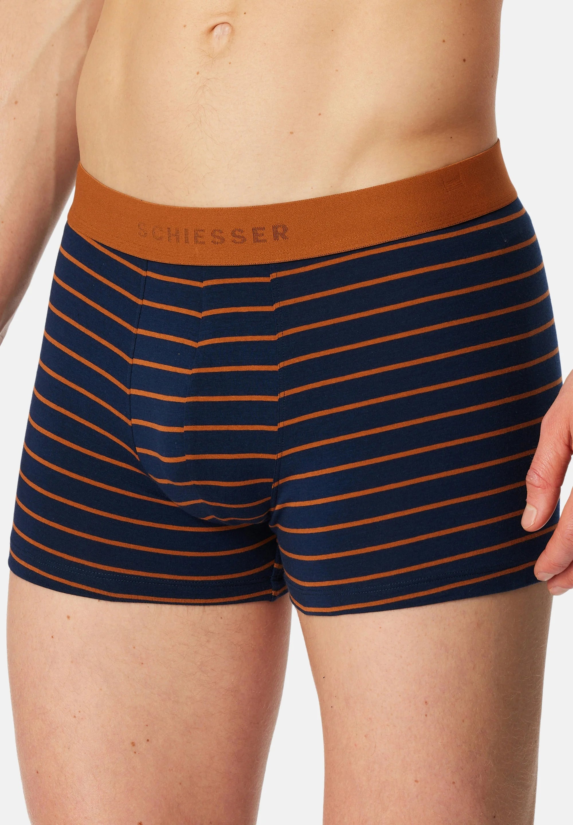 Schiesser 95 5 Cotton 9 Pack Trunks – Dark Blue, Orange