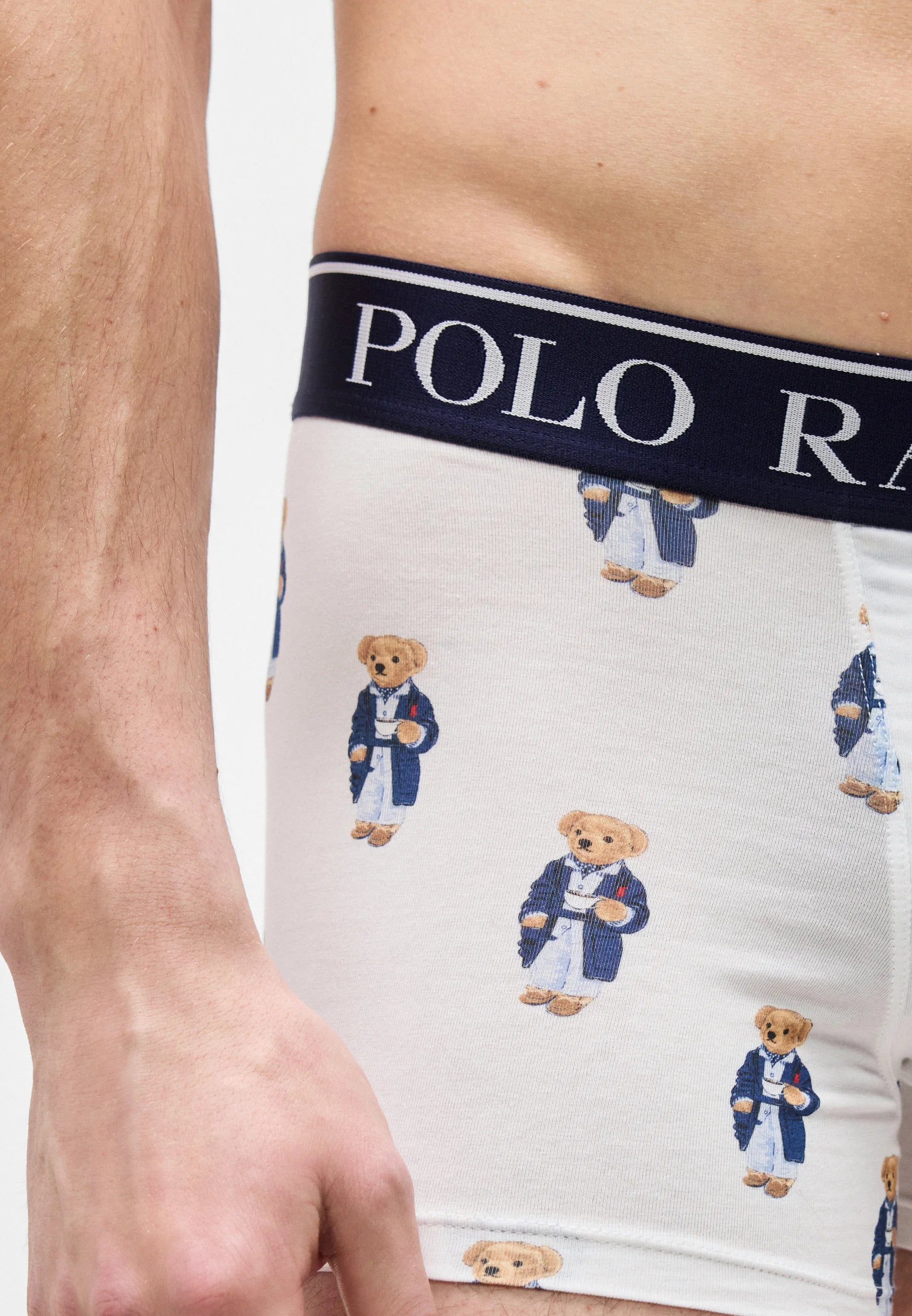 Boxers Polo Ralph Lauren en coton stretch – Taille basse – Lot de 2 – Bleu, Blanc