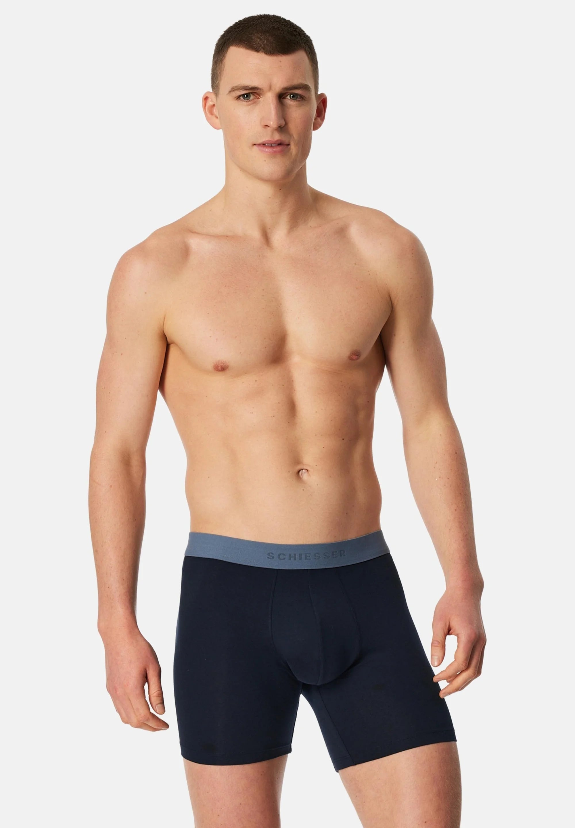 Lot de 4 boxers Schiesser en coton stretch – Bleu foncé