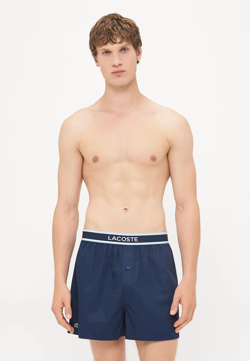 Lacoste 3 Pack Loose Cotton Boxer Shorts – Navy, Blue, Overview