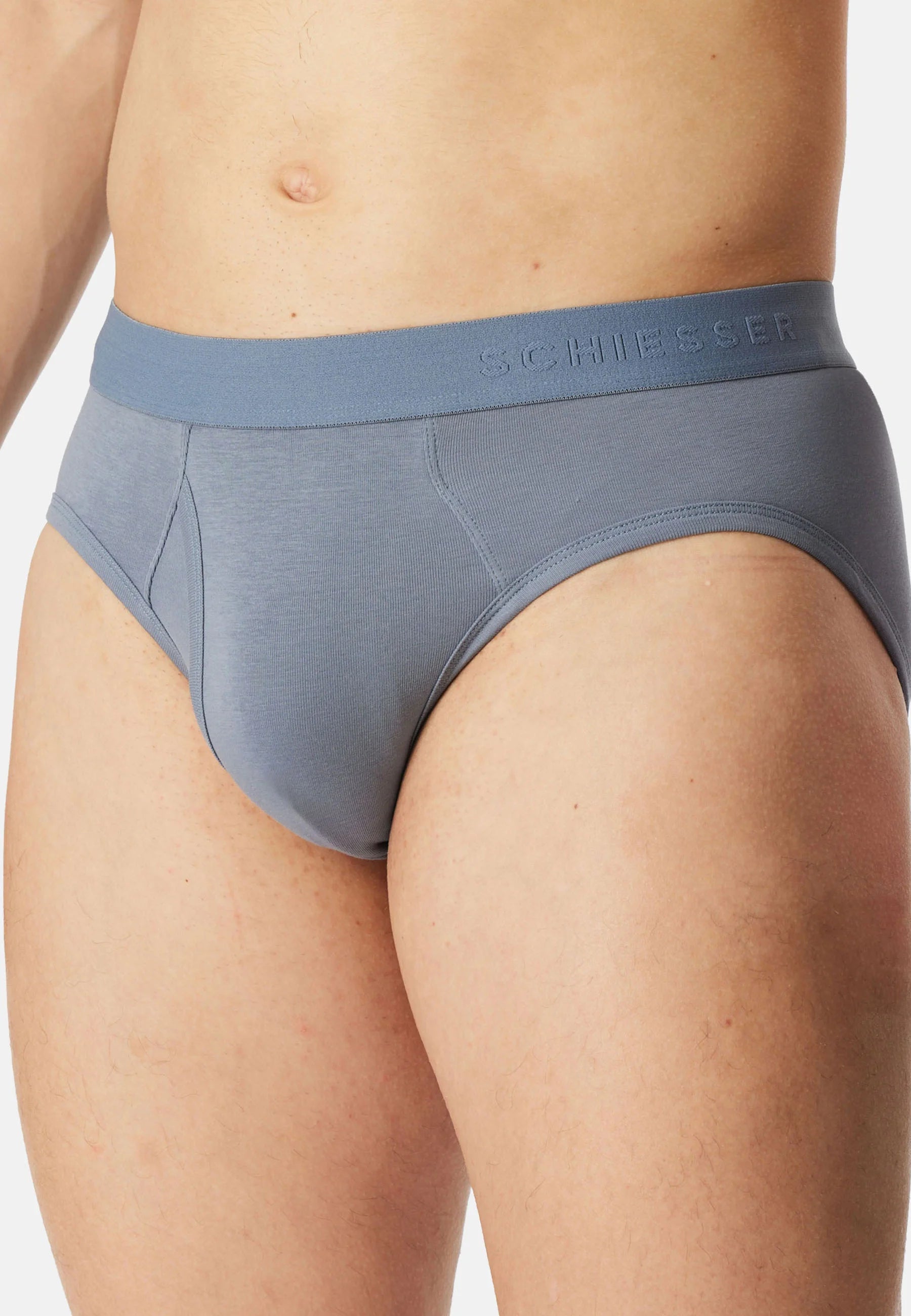 Lot de 4 slips en coton Schiesser – Bleu Gris