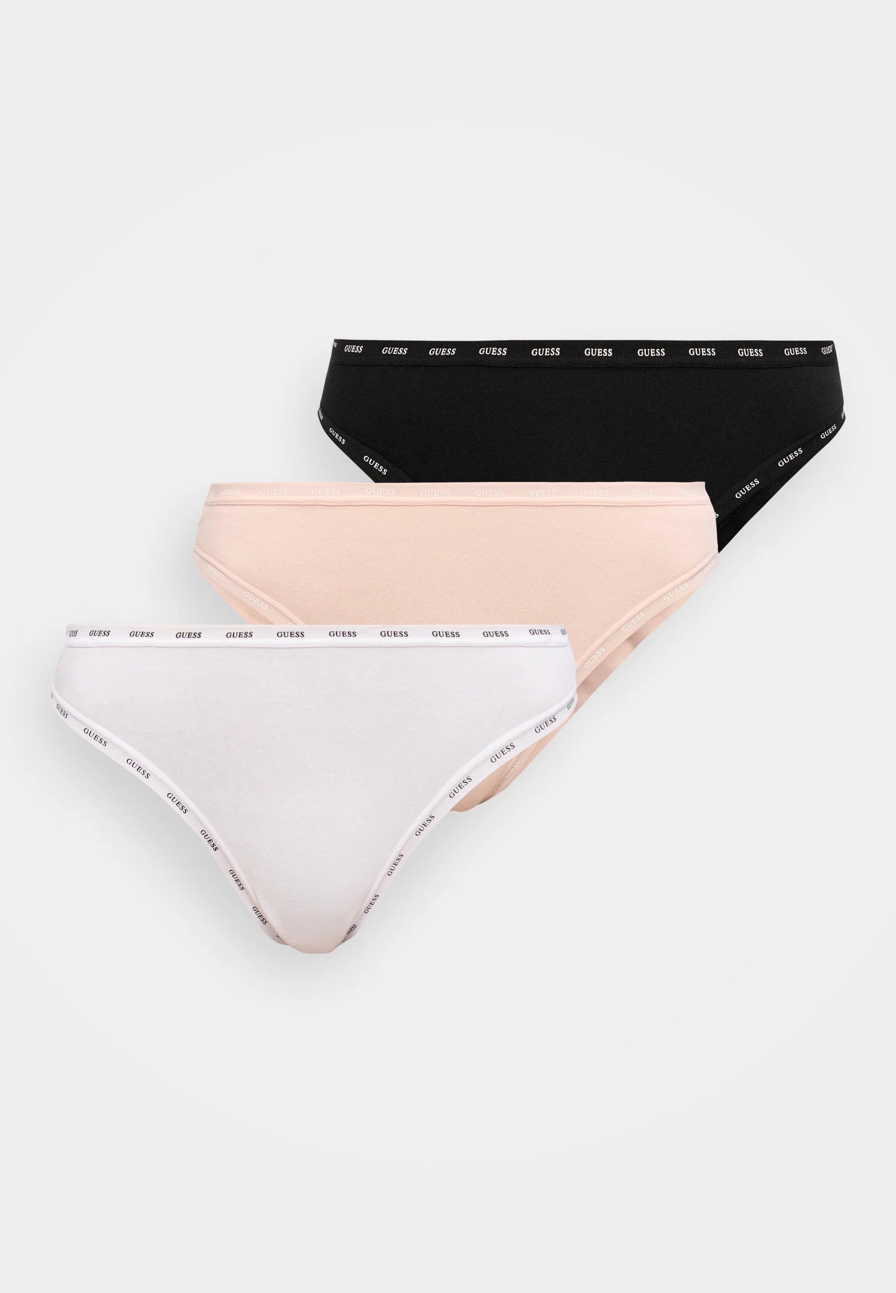 Bavlněná tanga Guess Basic 3 balení – růžová, bílá, černá