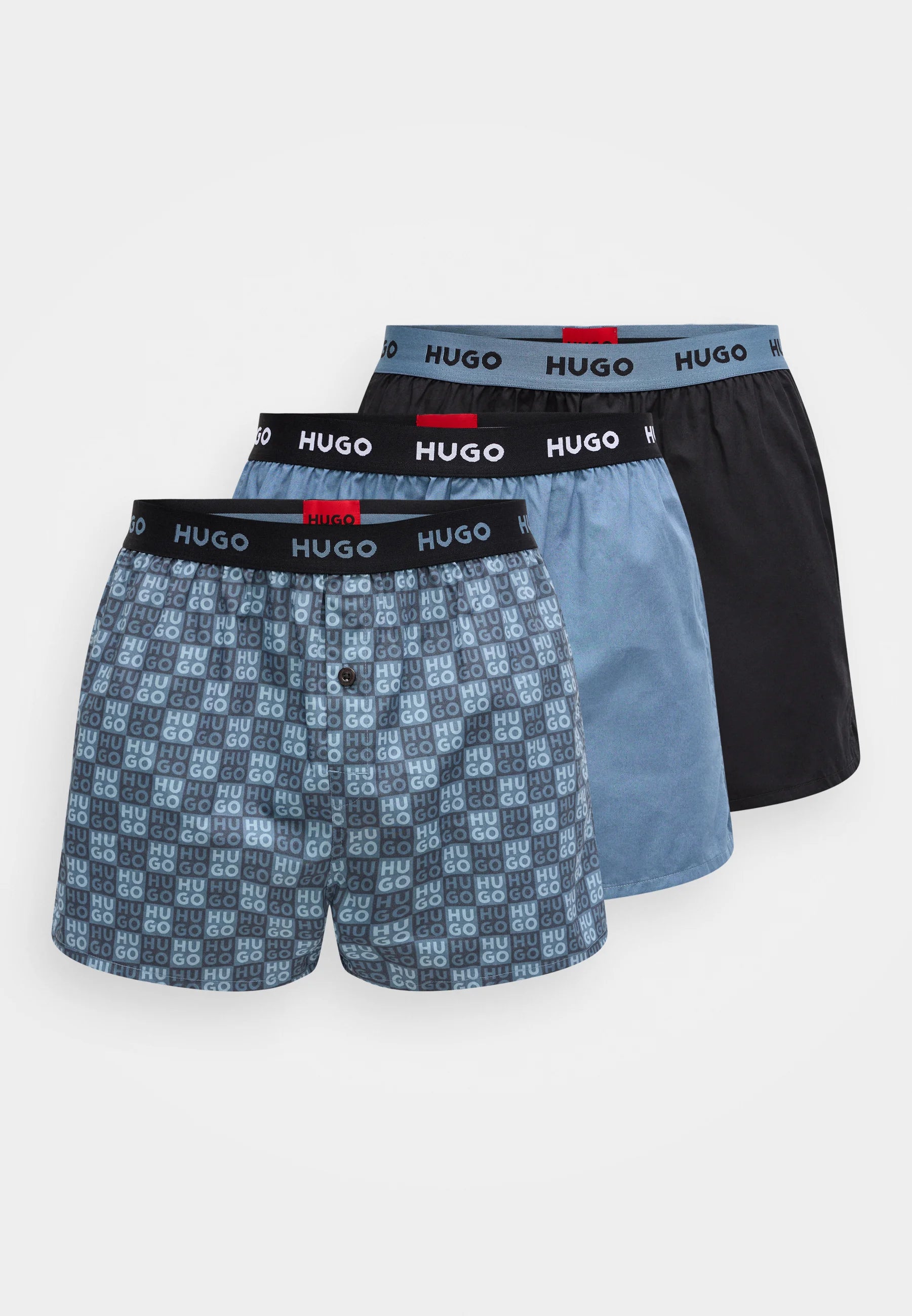 HUGO Triplet 3 Pack Boxer Shorts – Black, Light Blue