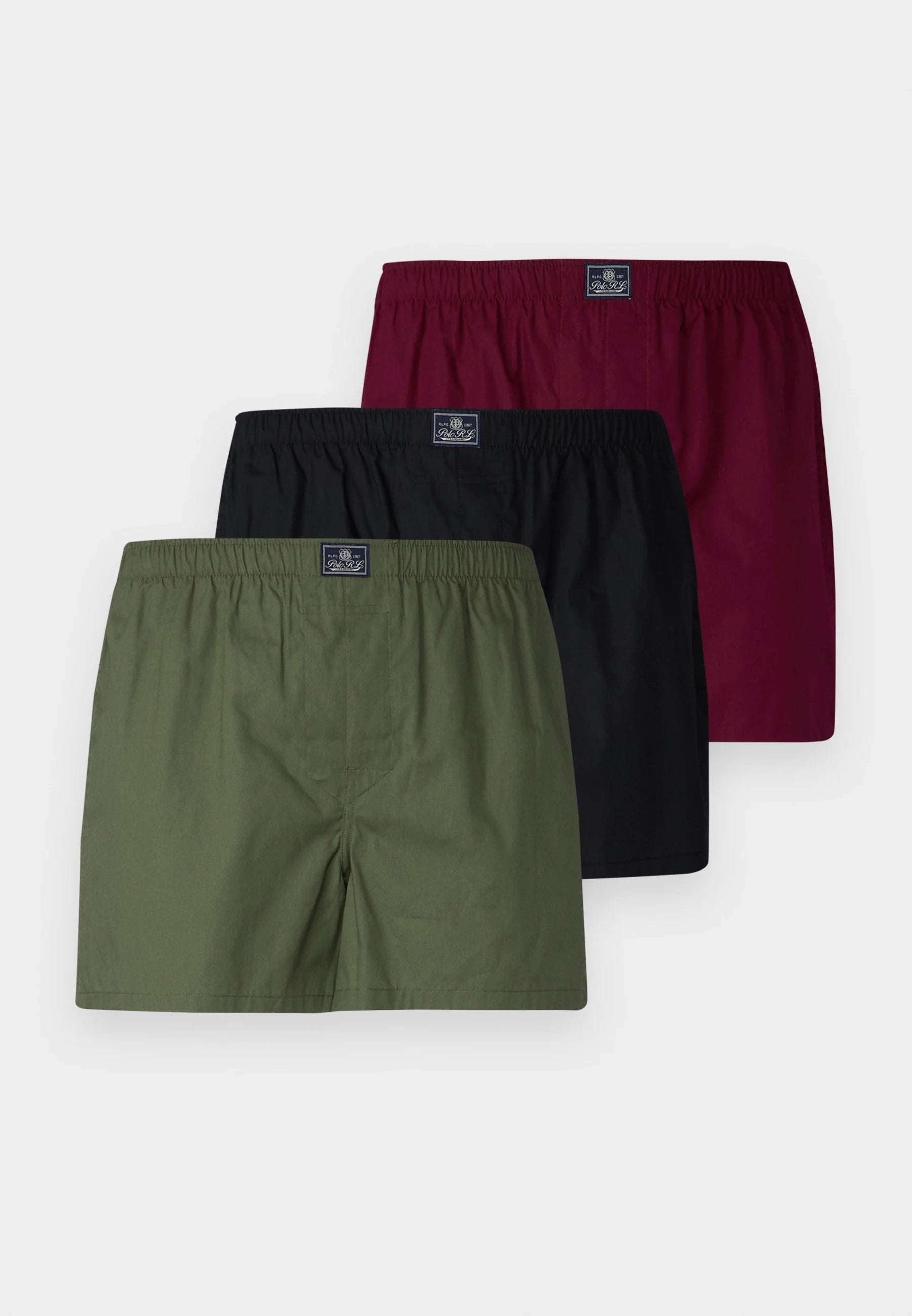 Polo Ralph Lauren Cotton Open Boxer Shorts – 3 Pack – Black, Olive, Red