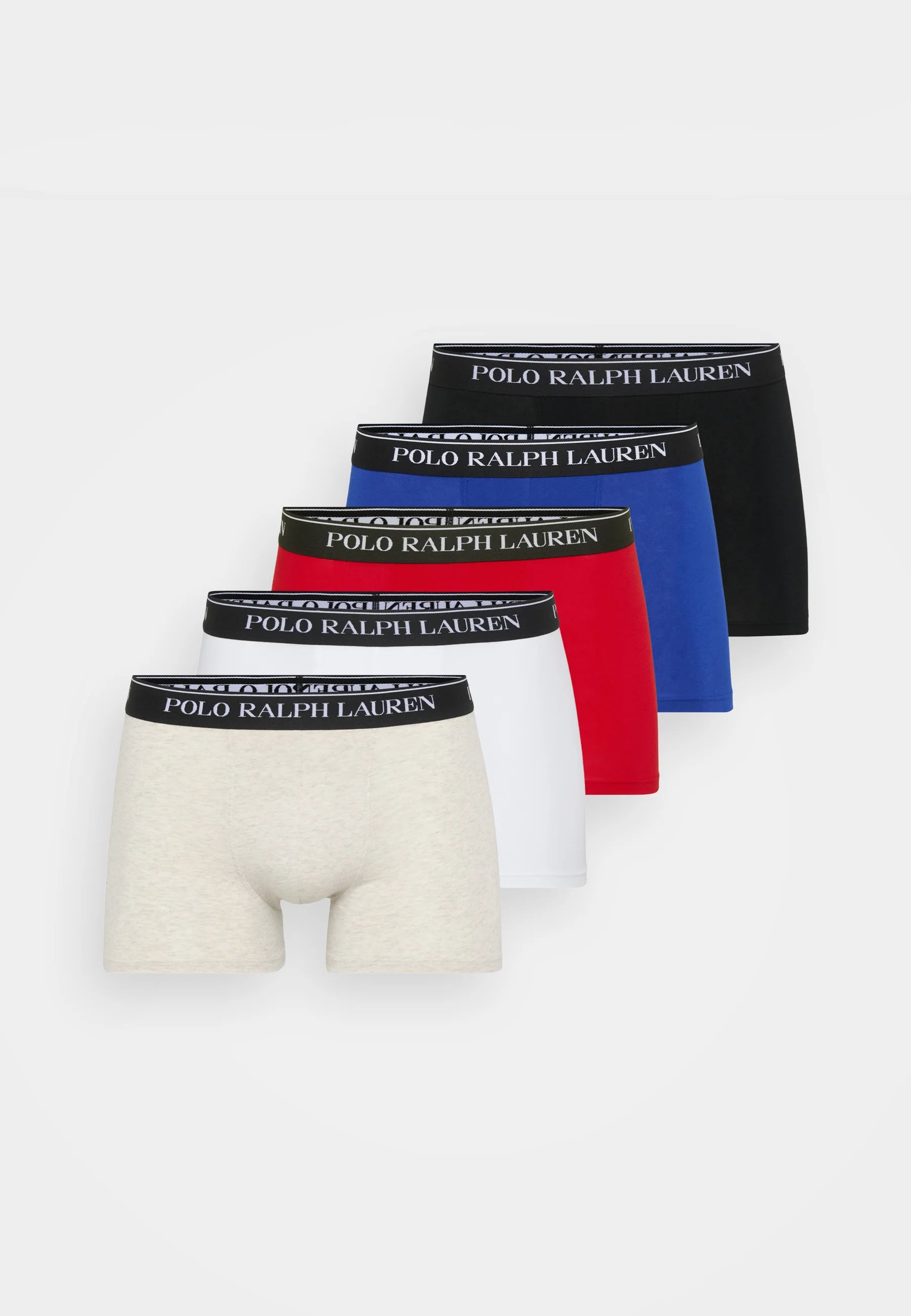 Polo Ralph Lauren Cotton Stretch Trunks – 5 Pack – White, Red, Royal, Grey Heather, Black
