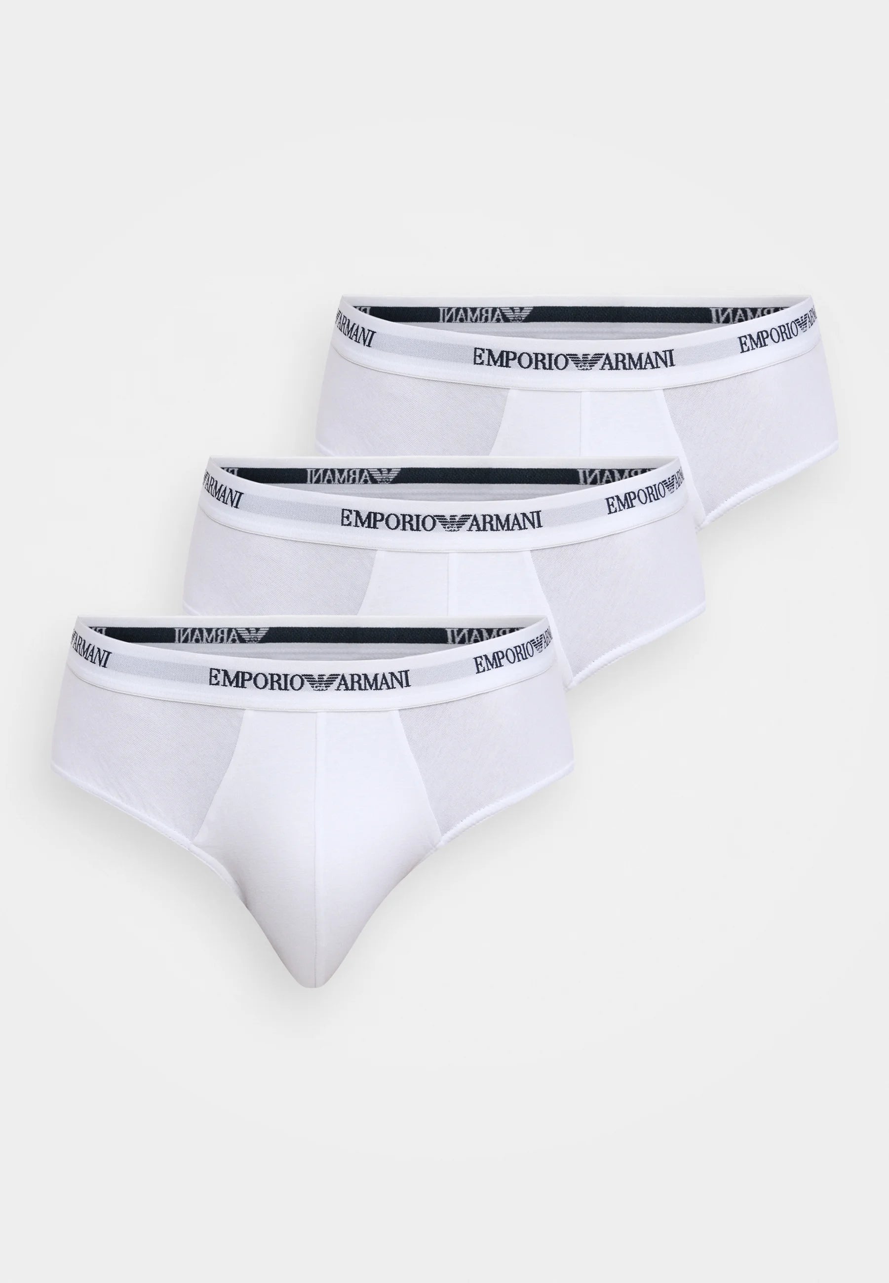 Lot de 3 slips en coton stretch de qualité supérieure Emporio Armani - Blanc