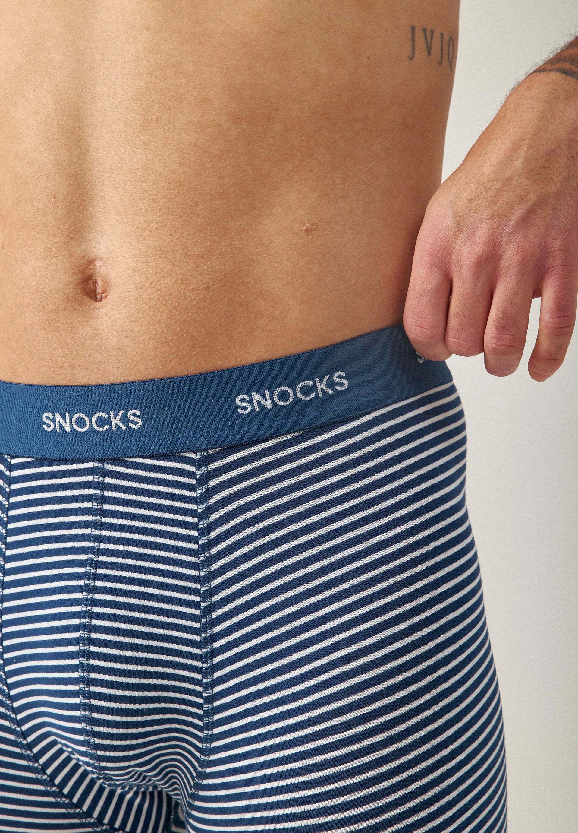 SNOCKS Boxer à jambe longue – Ensemble à rayures bleues