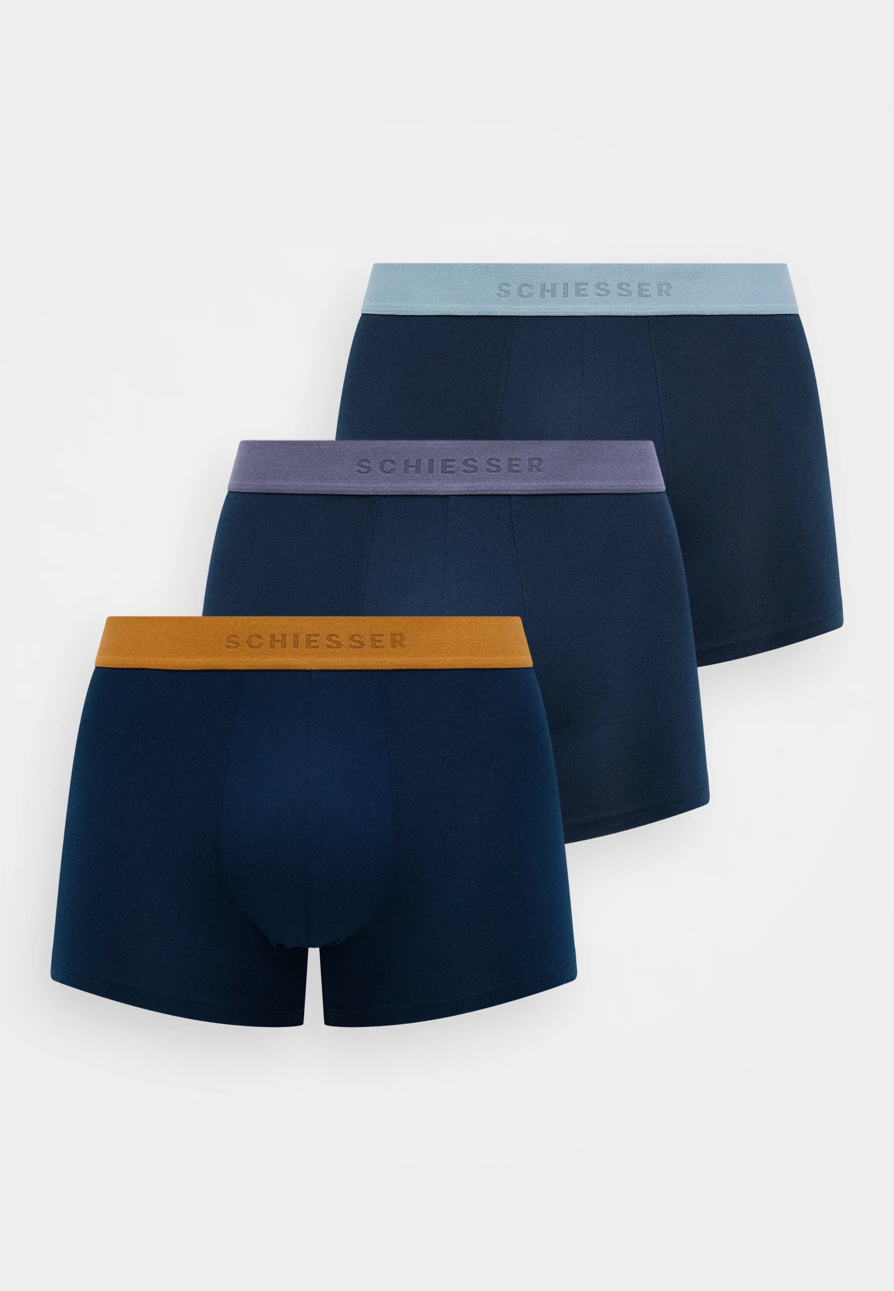 Schiesser Essential Cotton Trunks 3 Pack – lila, tmavě modrá