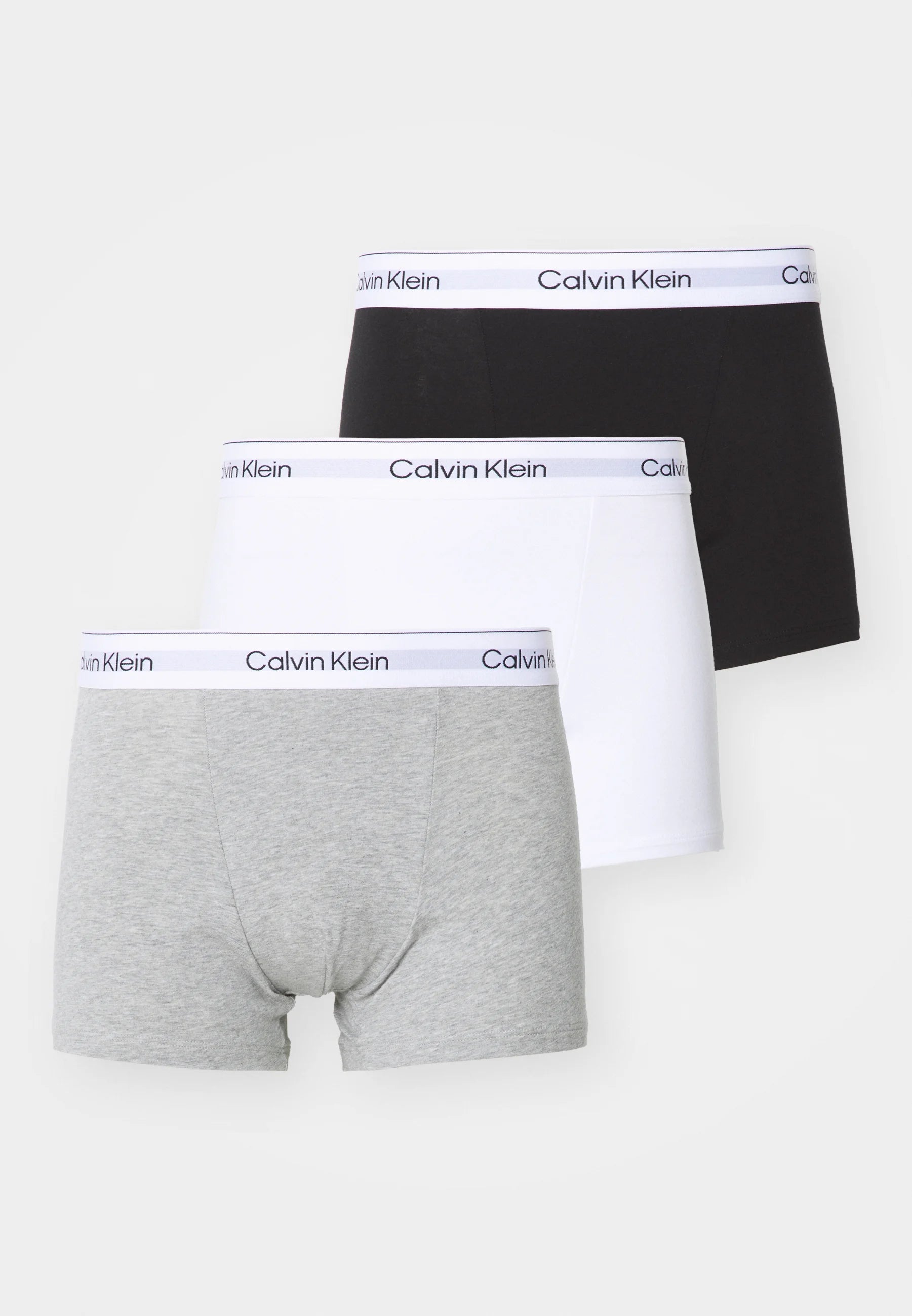 Calvin Klein Icon Cotton Stretch Relaxed Fit Trunks – 3 Pack – Black, White, Grey Heather
