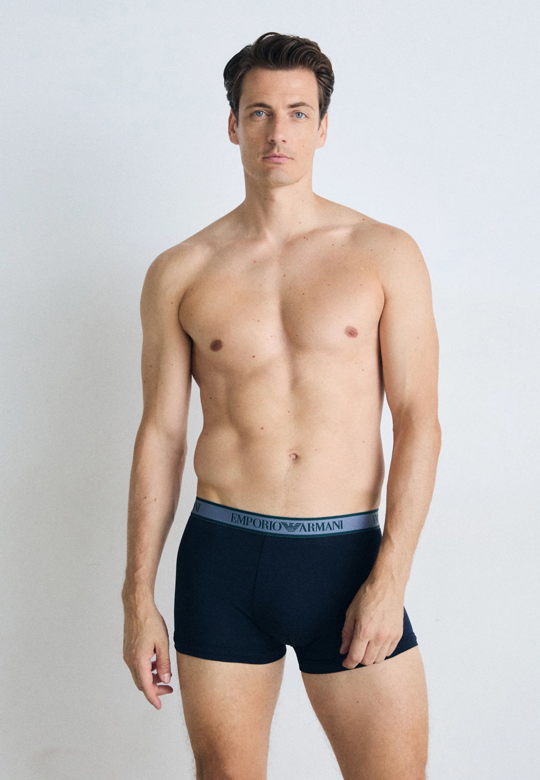 Emporio Armani Trunks 3 Pack – Blue, Stone, Pine