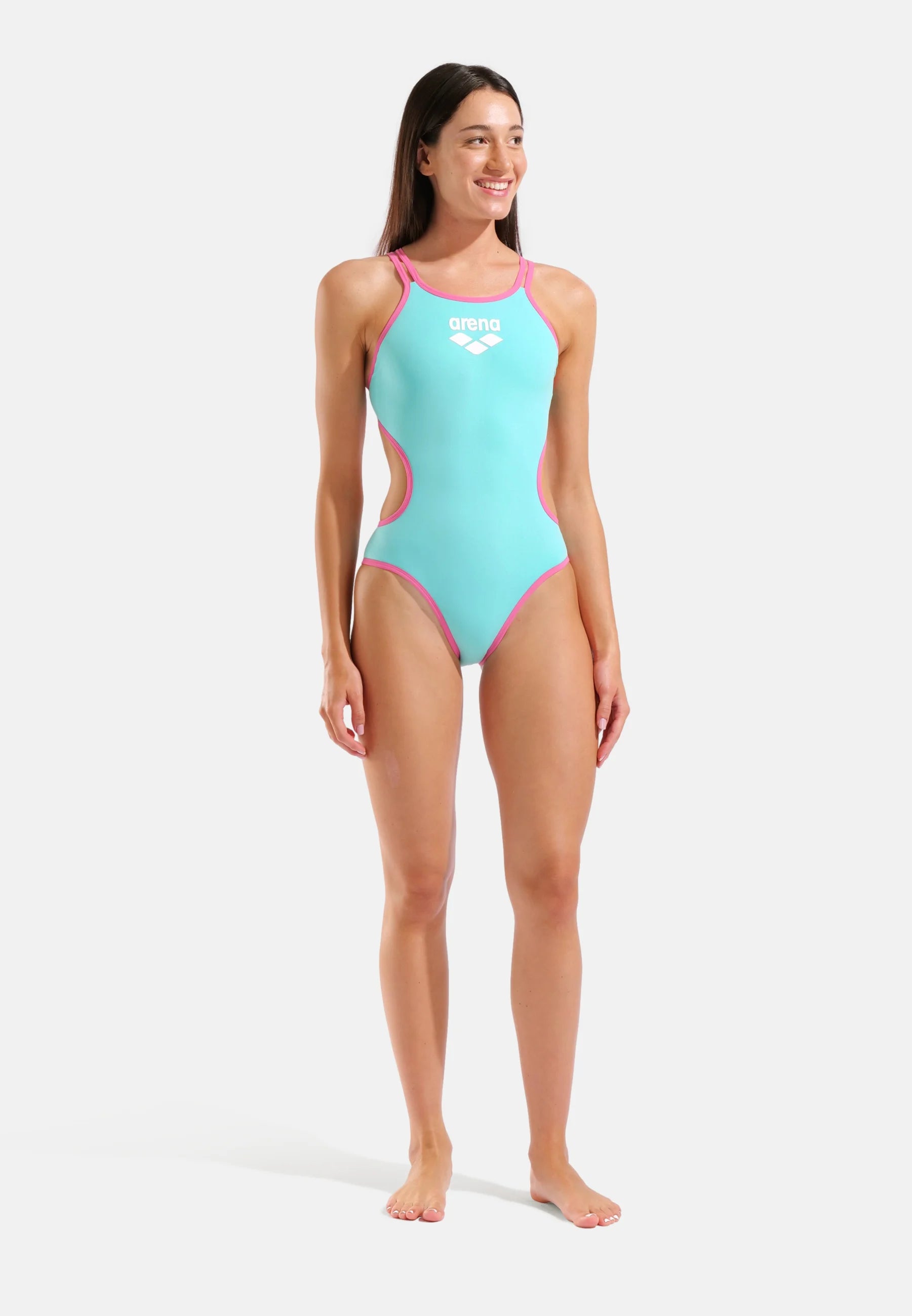 Arena Maillot de bain une pièce à dos croisé double – Eau, Rose choquant