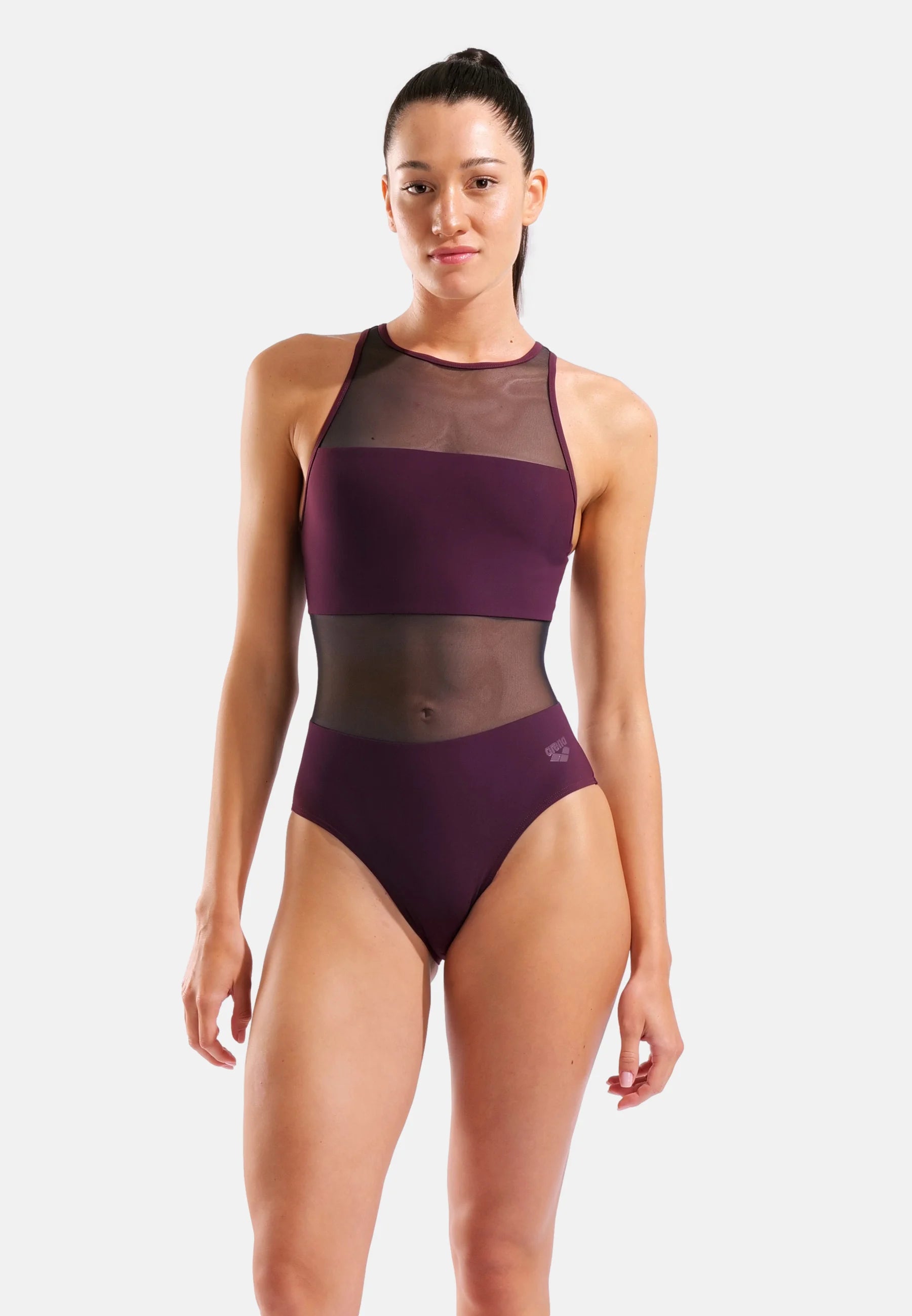Arena Mesh Panels Vent Back One-Piece Swimsuit – Bordeaux