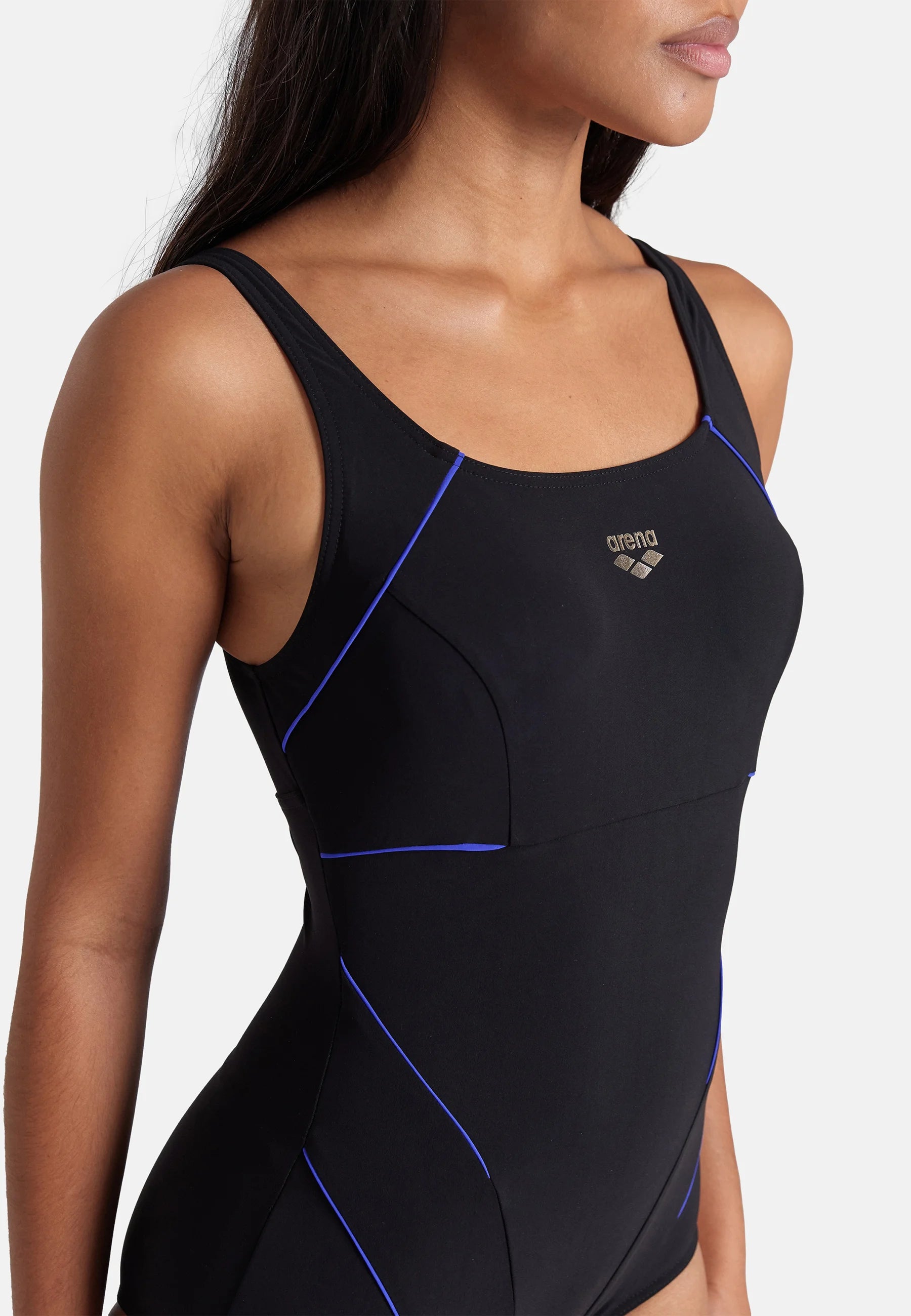 Arena Shapewear Jewel Low C-Cup R Einteiliger Badeanzug – Schwarz, Hellblau