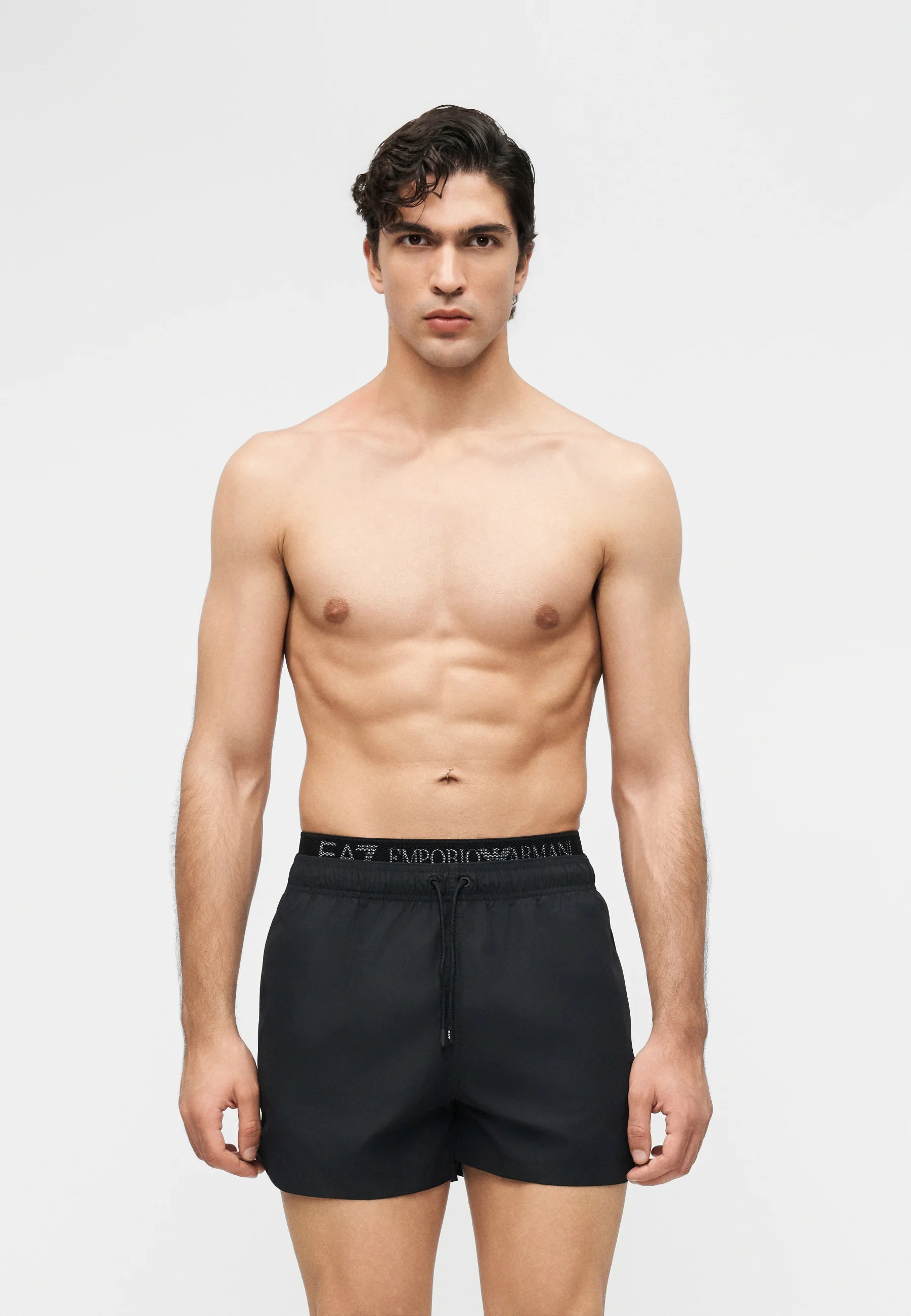 Plavecké šortky Emporio Armani EA7 Vodní sporty s elastickou páskou – černé