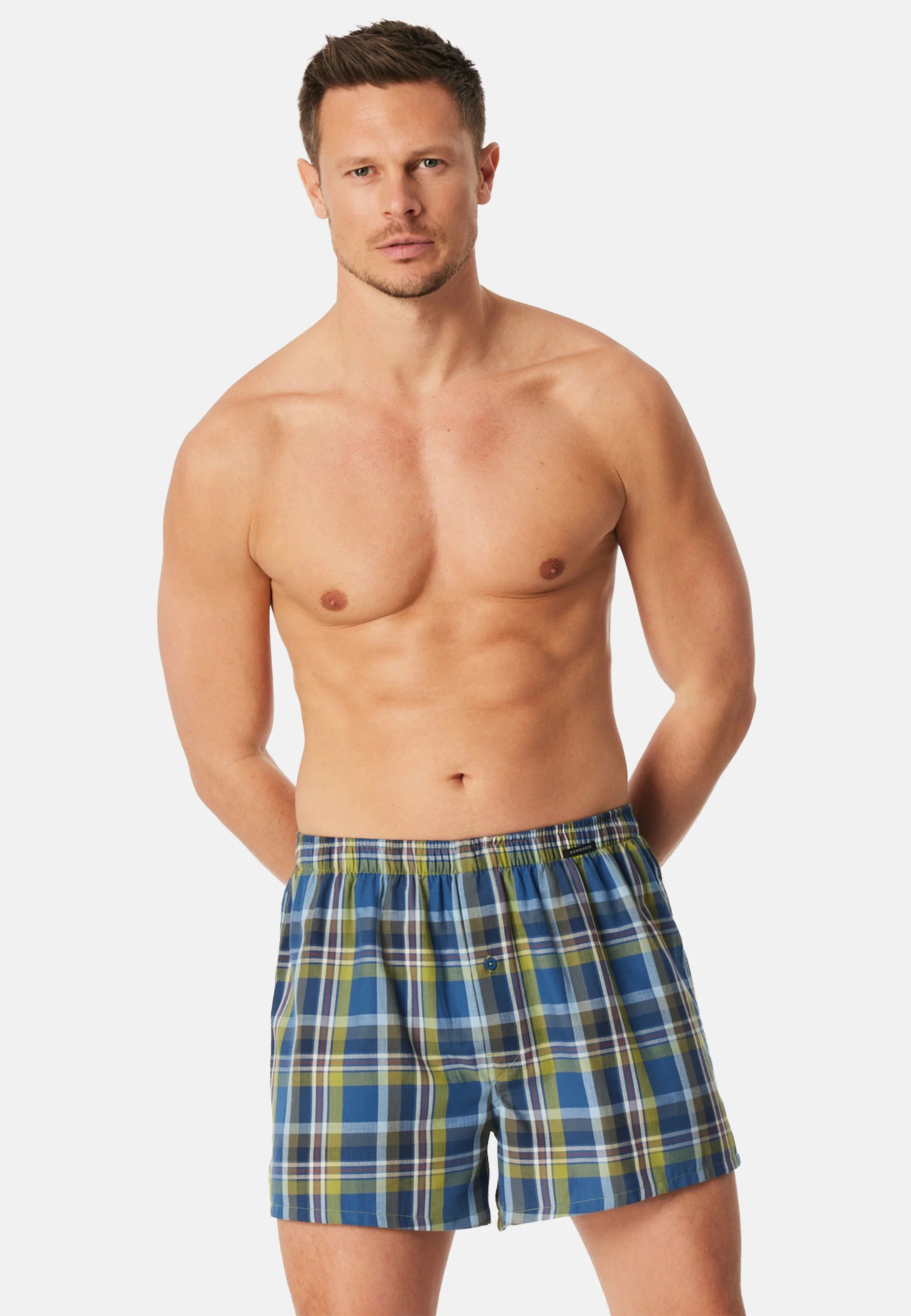 Schiesser Classic Cotton Boxershorts 2er-Pack – Grau Melange, Sortiert