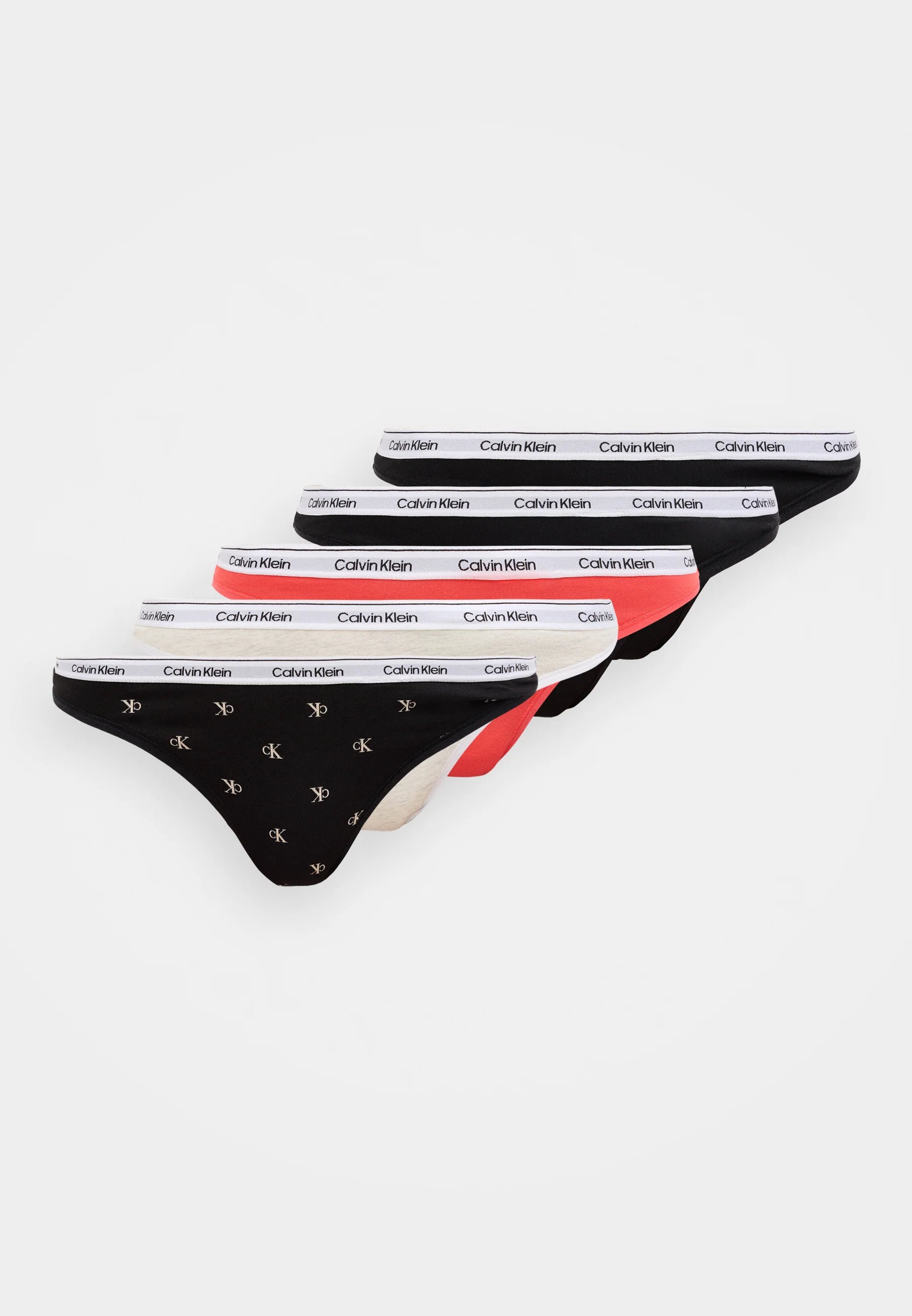 Zestaw 5 stringów Calvin Klein Icon Logo – czarny, śnieżny wrzos