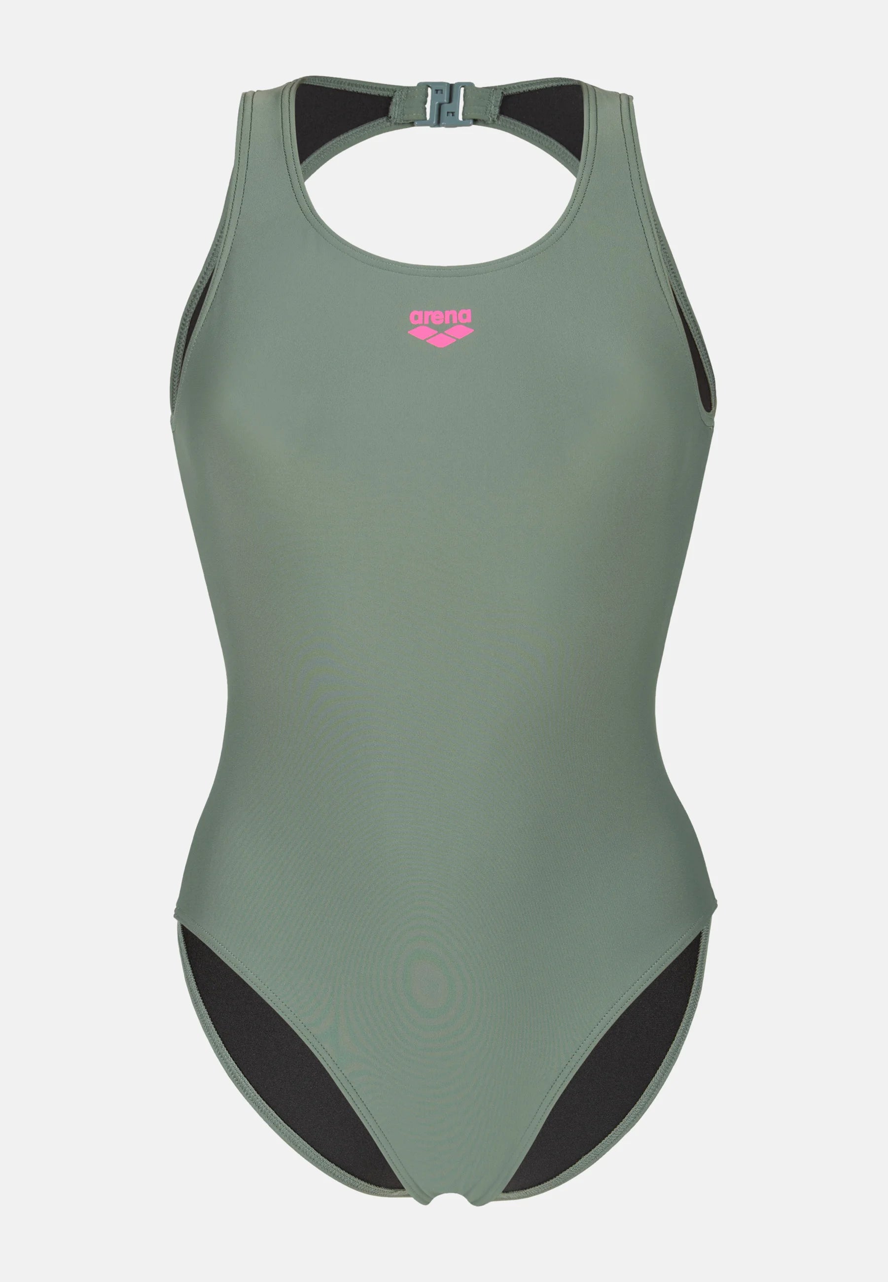 Arena O Back Solid Einteiliger Badeanzug – Salbei, Schockierendes Rosa