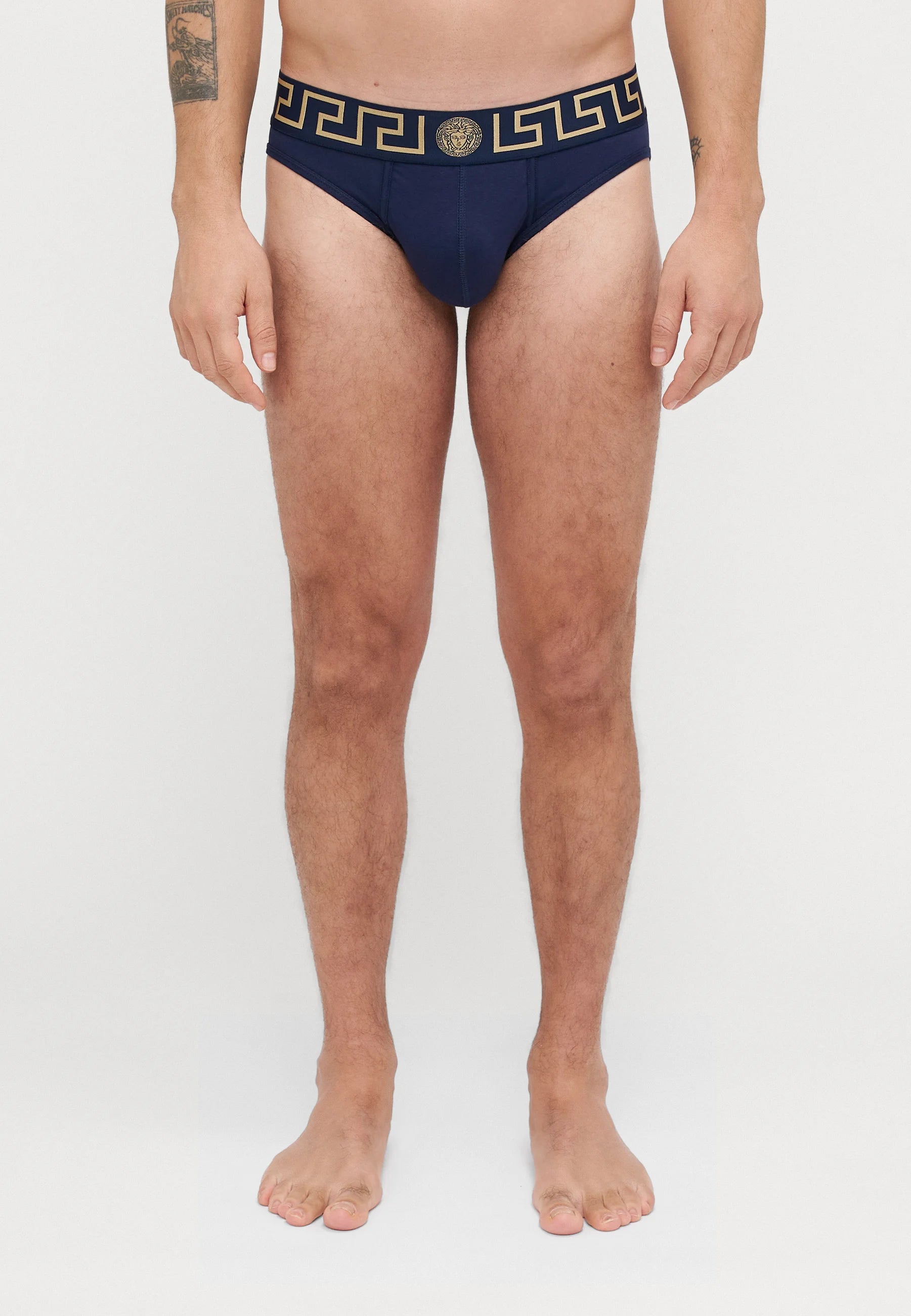 Versace Cotton Stretch Briefs – Low Rise – 3 Pack – Black, Dark Blue, White