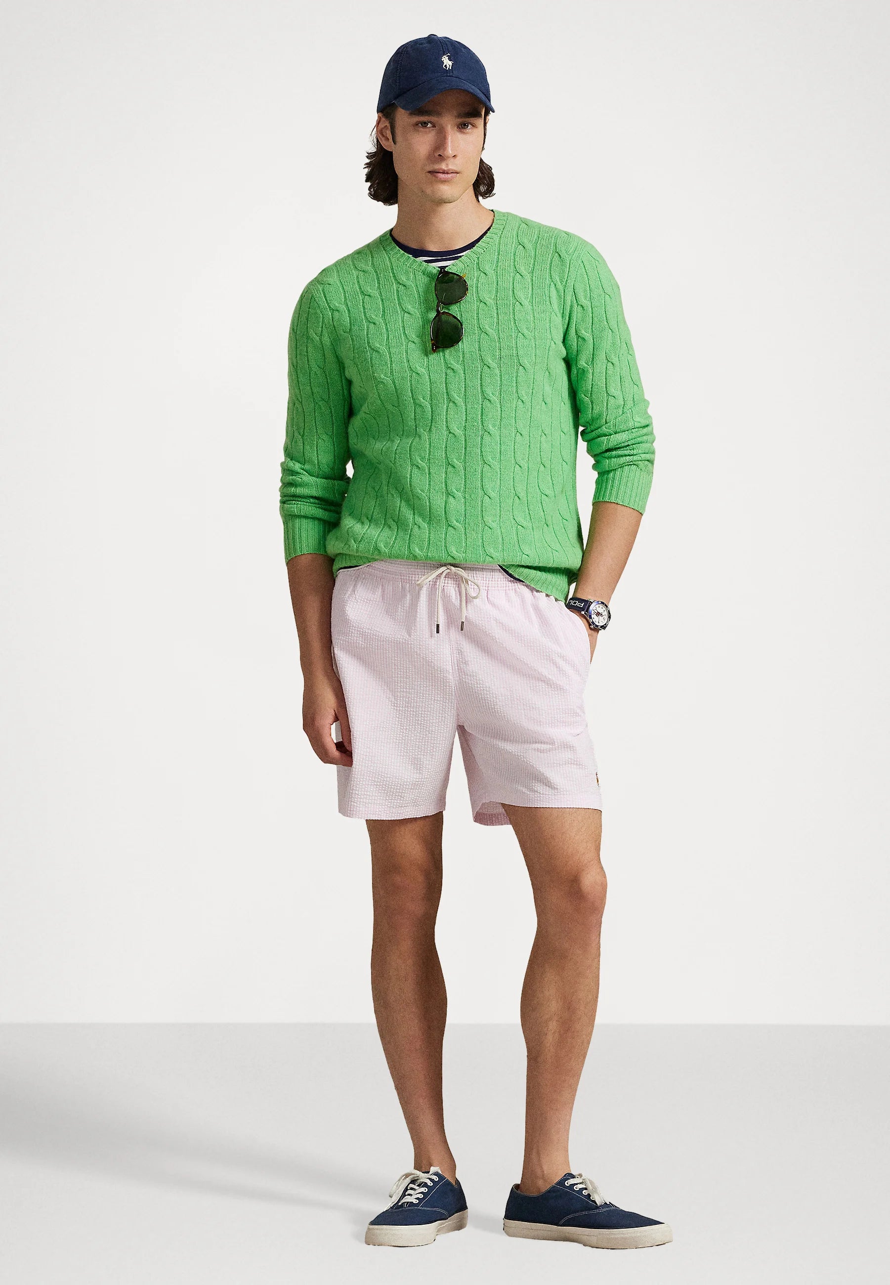 Spodenki kąpielowe Polo Ralph Lauren Carmel Pink Seersucker Traveler – różowy