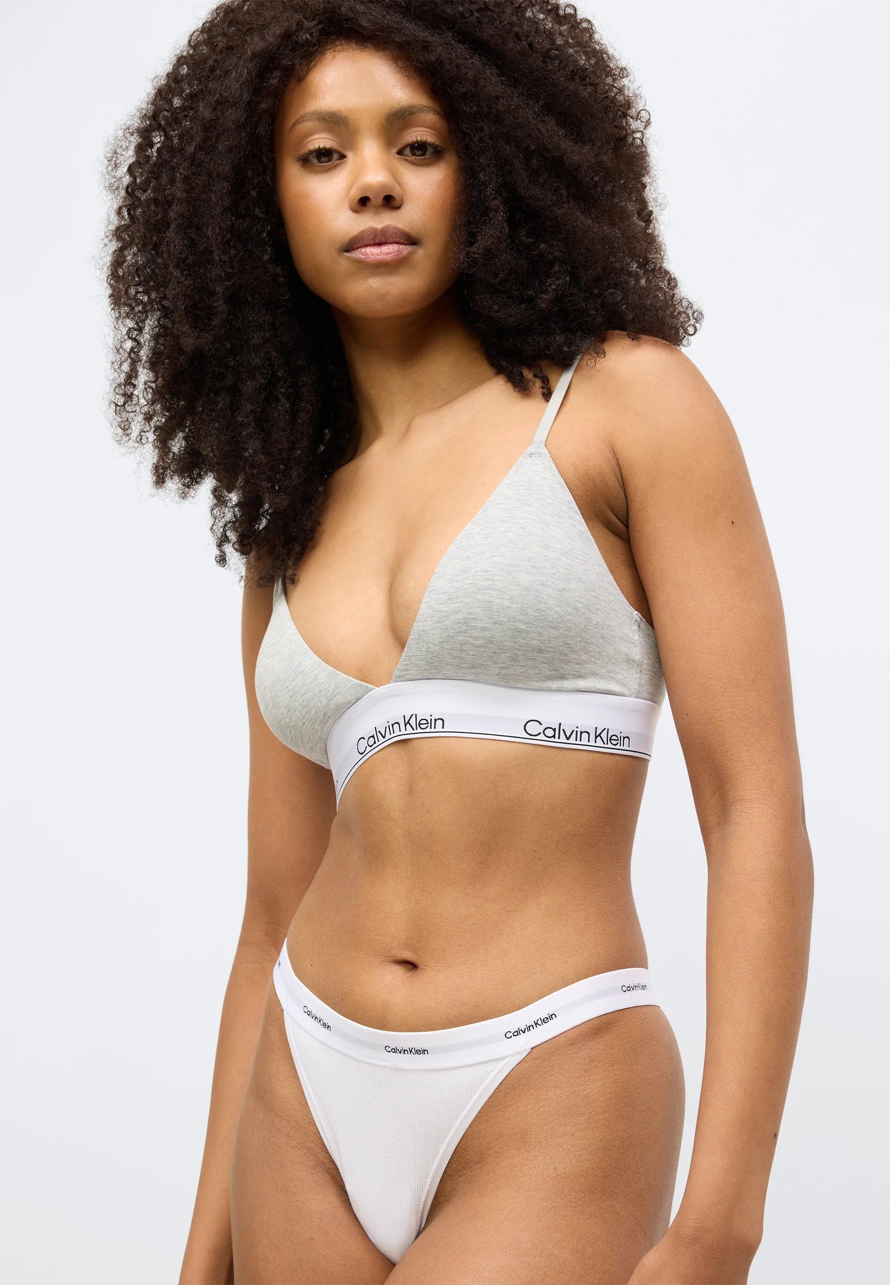 Calvin Klein Stretch 3-Pack String Thongs – Black, Classic White, Grey Heather