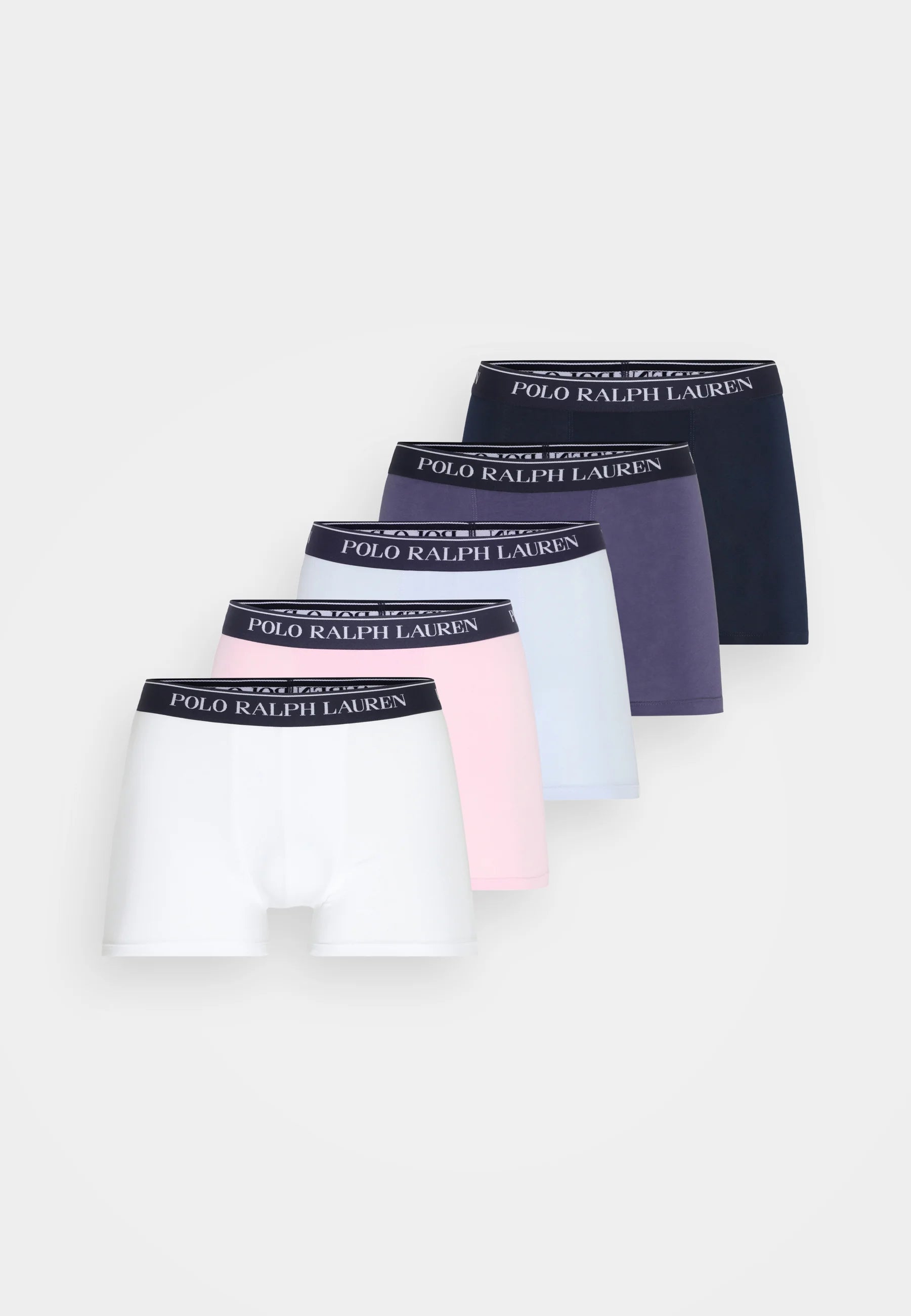Polo Ralph Lauren Cotton Stretch Trunks – 5 Pack – White, Pink, Light Blue, Berry, Navy