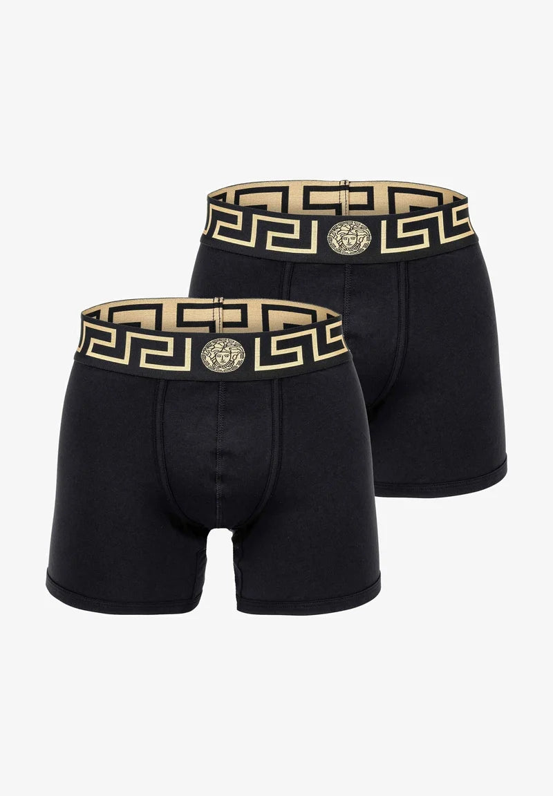 Bavlněné Stretch Trunks Versace – 2 balení – Černá