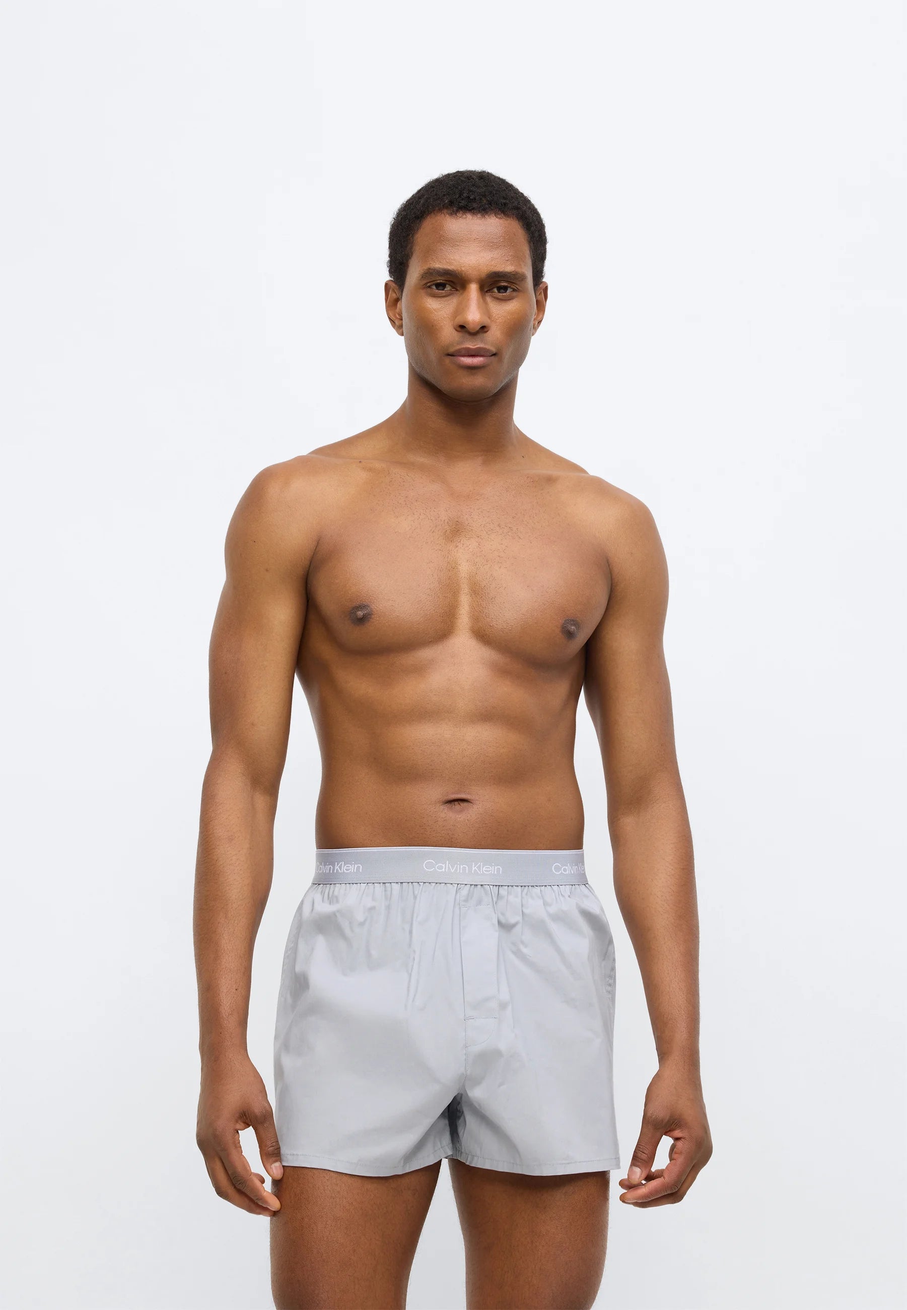 Boxer slim Calvin Klein Icon in cotone elasticizzato - Confezione da 3 - Shoreline, Blu scuro, Grigio nebbia