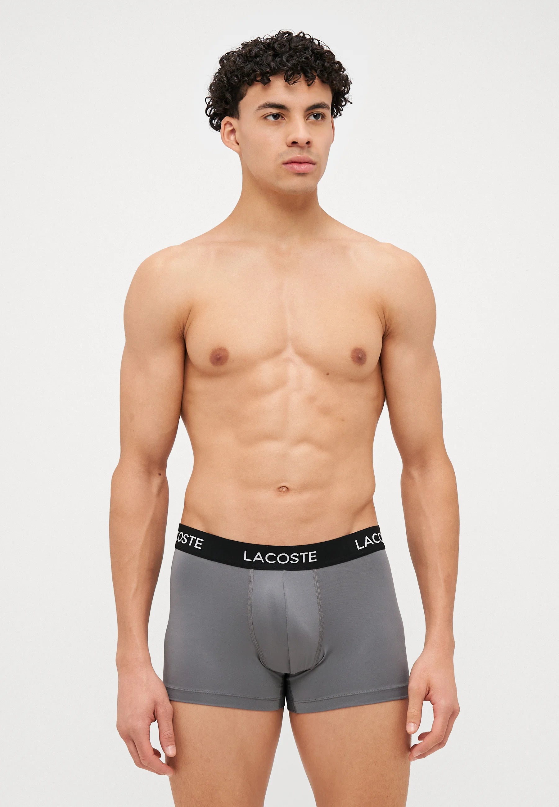 Lacoste Sport Performance Underwear Stretch Trunks 3 Pack – Black, Lead Grey, White