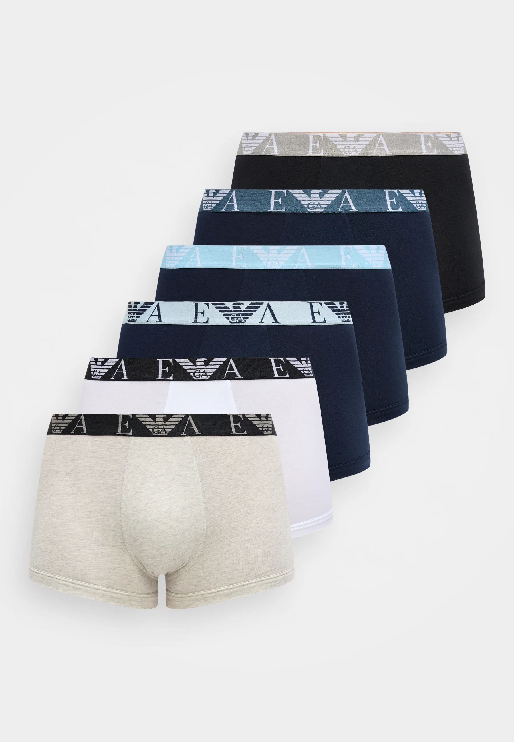 Lot de 6 boxers Emporio Armani BOLD Monogram – Noir, Gris, Blanc, Bleu