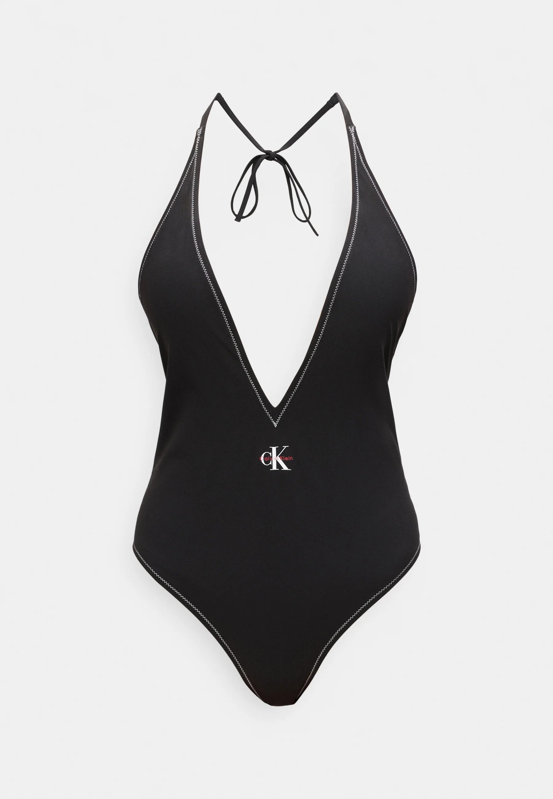 Jednodílné plavky Calvin Klein s grafickým monogramem – černé