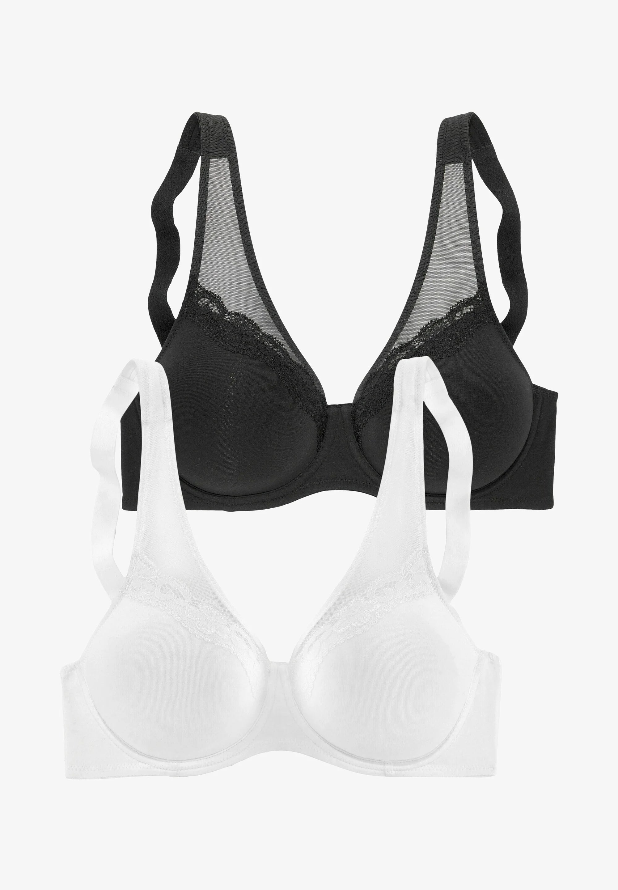 LASCANA Petite Fleur Minimizer Under Wire Bra 2 Pack – bílá, černá