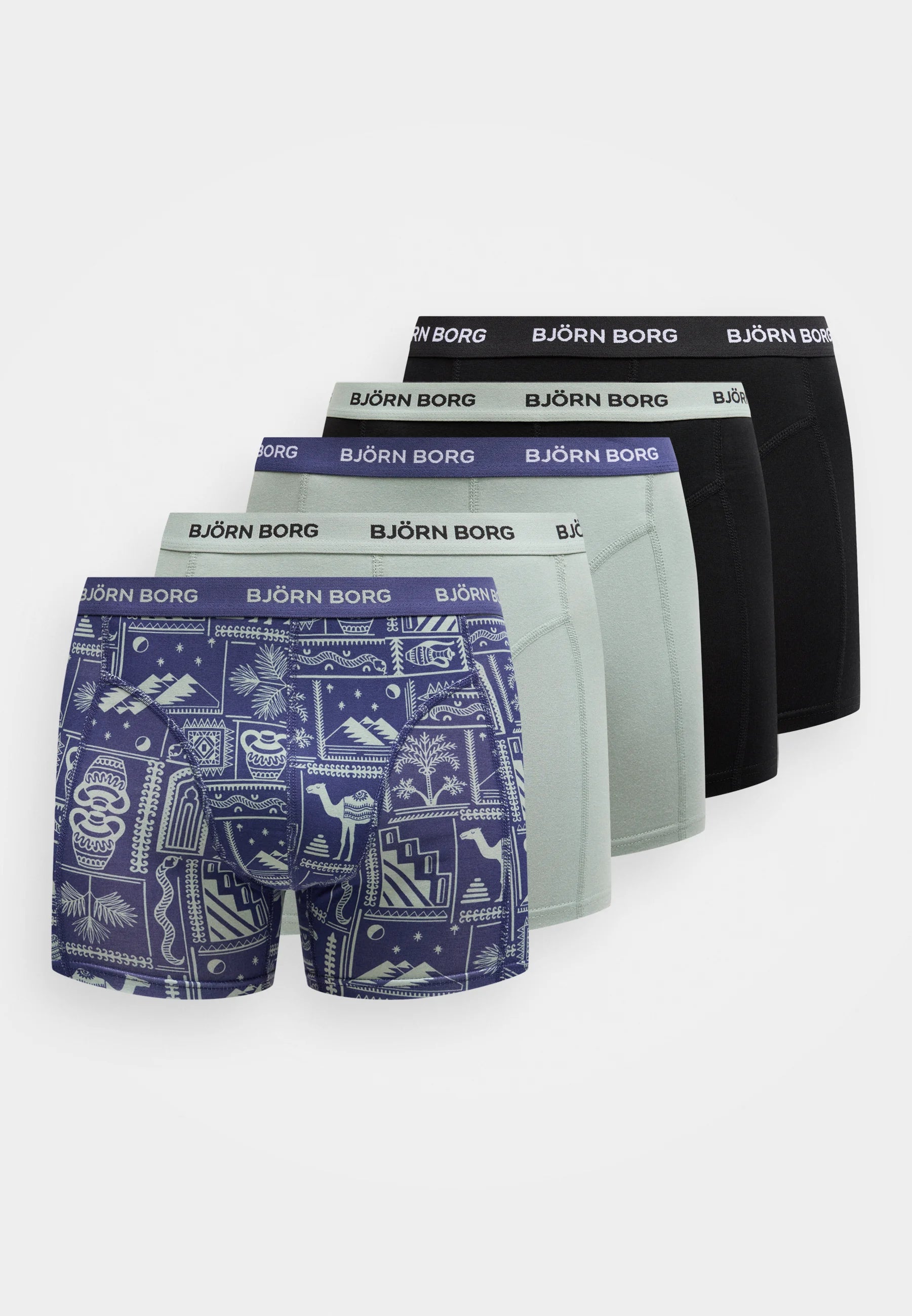 Björn Borg Lot de 5 boxers – Vert, Noir, Bleu