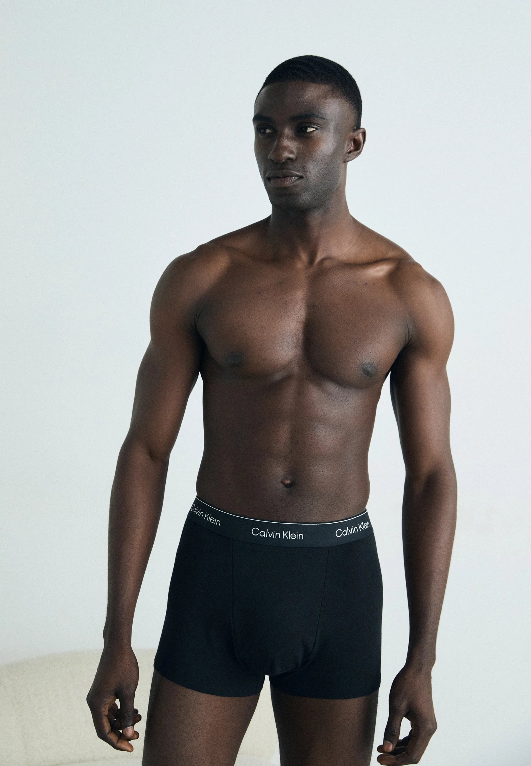 Calvin Klein Icon Cotton Stretch Relaxed Fit Trunks – 3 Pack – Black, Snow Heather, Buff Pink