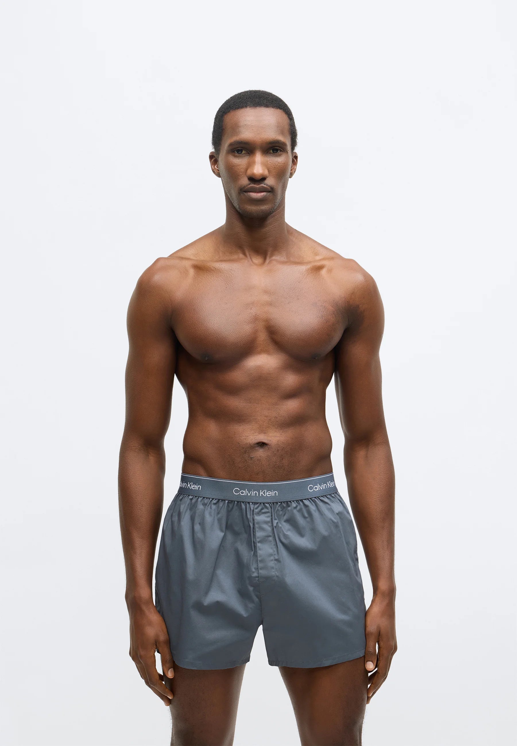 Calvin Klein Icon Cotton Stretch Slim Boxer Shorts – Lot de 3 – Turbulence, Blanc
