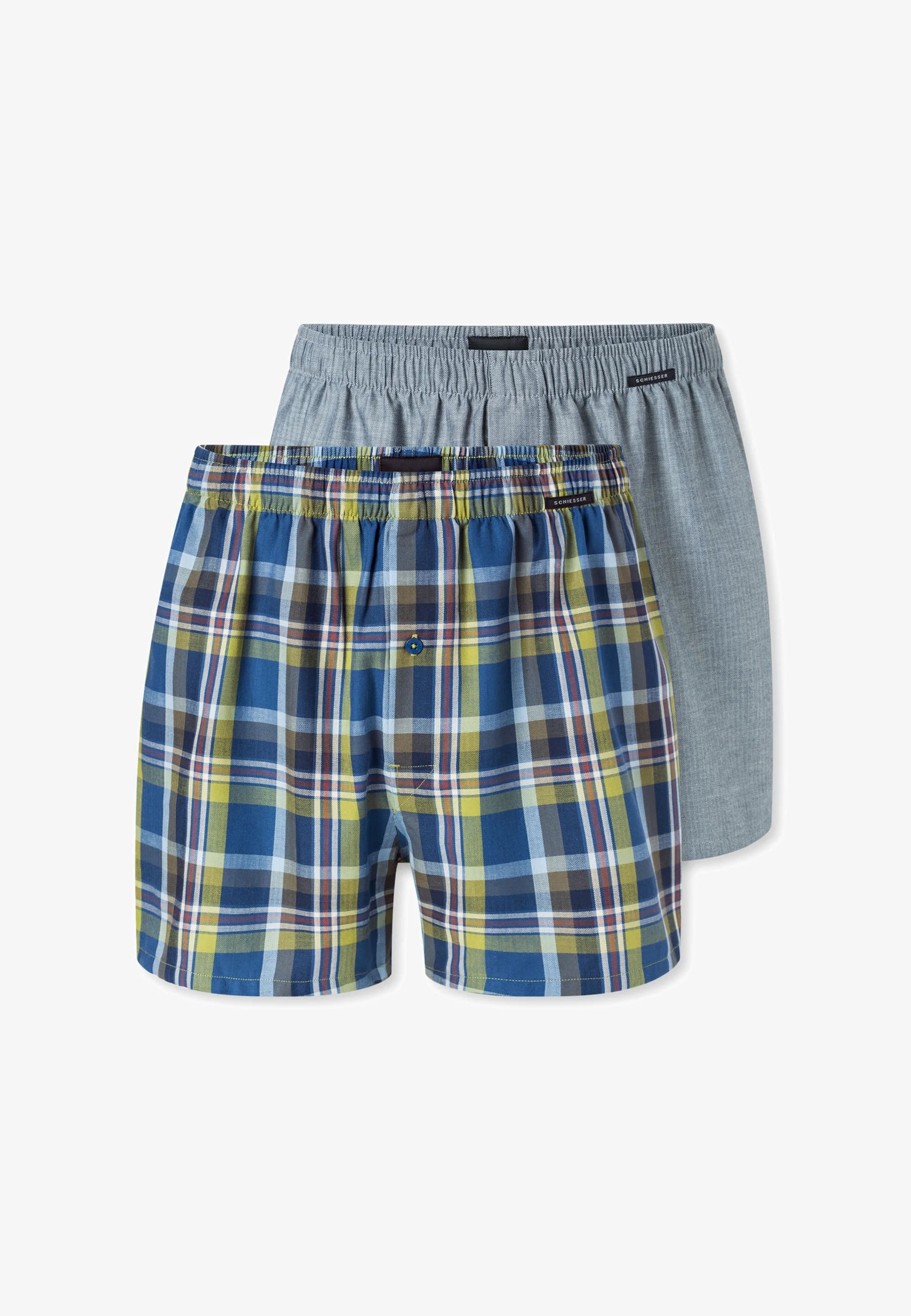 Schiesser Classic Cotton Boxershorts 2er-Pack – Grau Melange, Sortiert