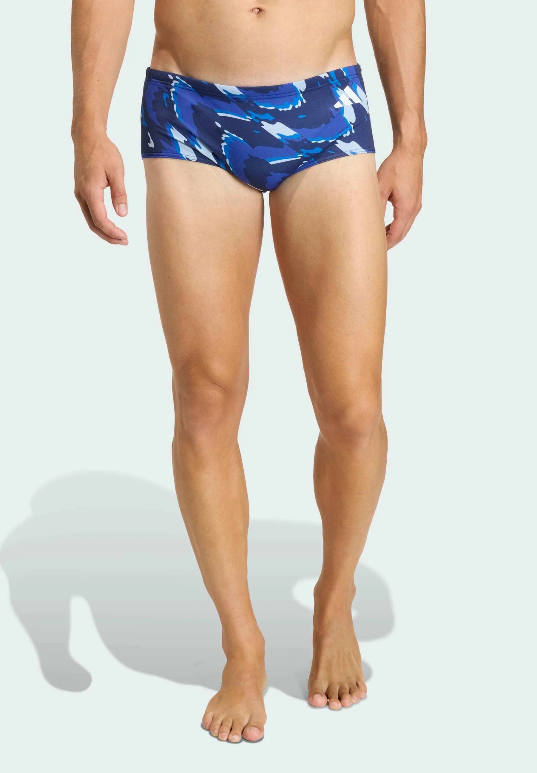 Adidas Performance Ripstream Team Graphic Wide Badehose – Dunkelblau, Halbklares Blau