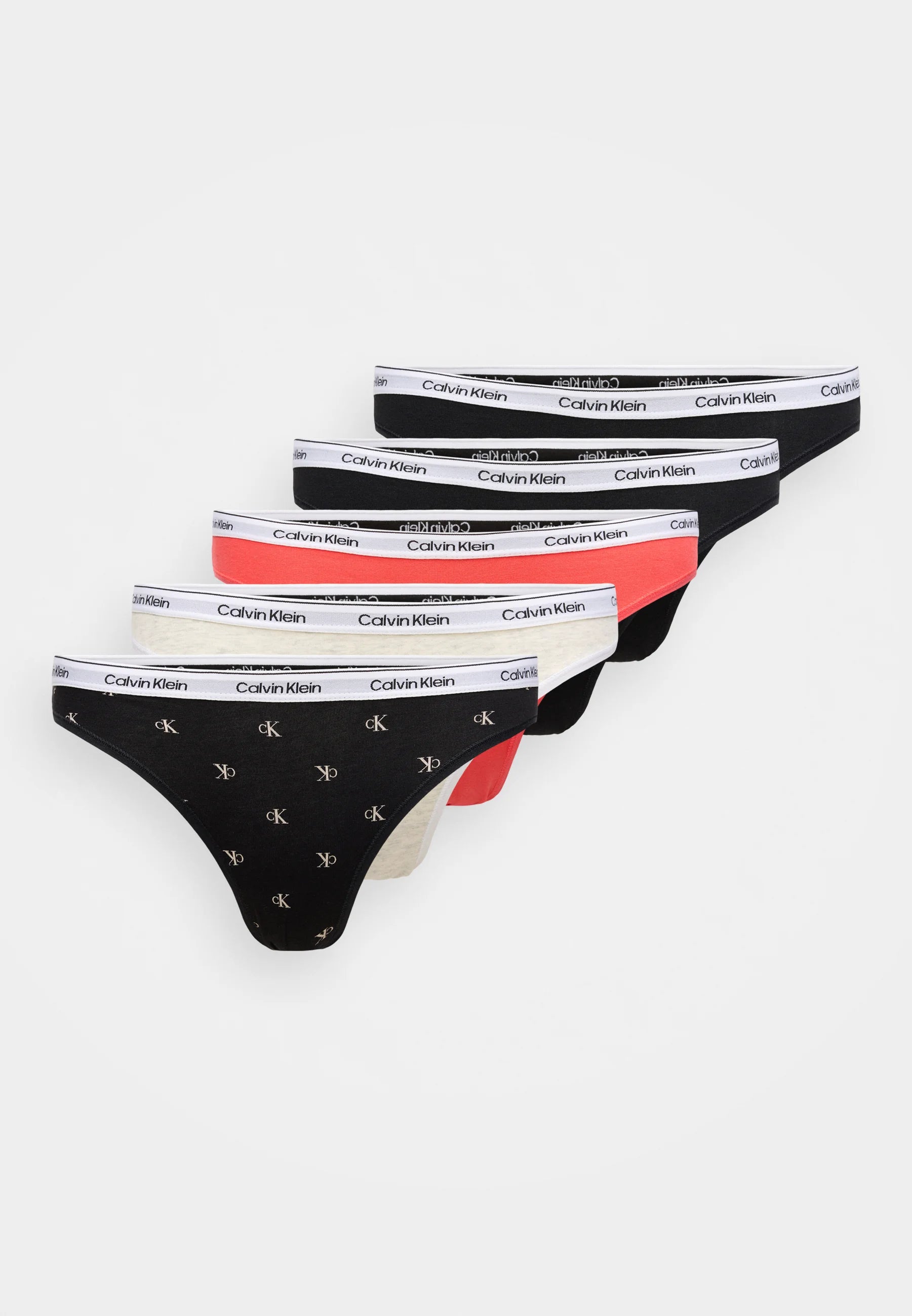 Calvin Klein Icon Logo Slips – 5er-Pack, Schwarz, Snow Heather