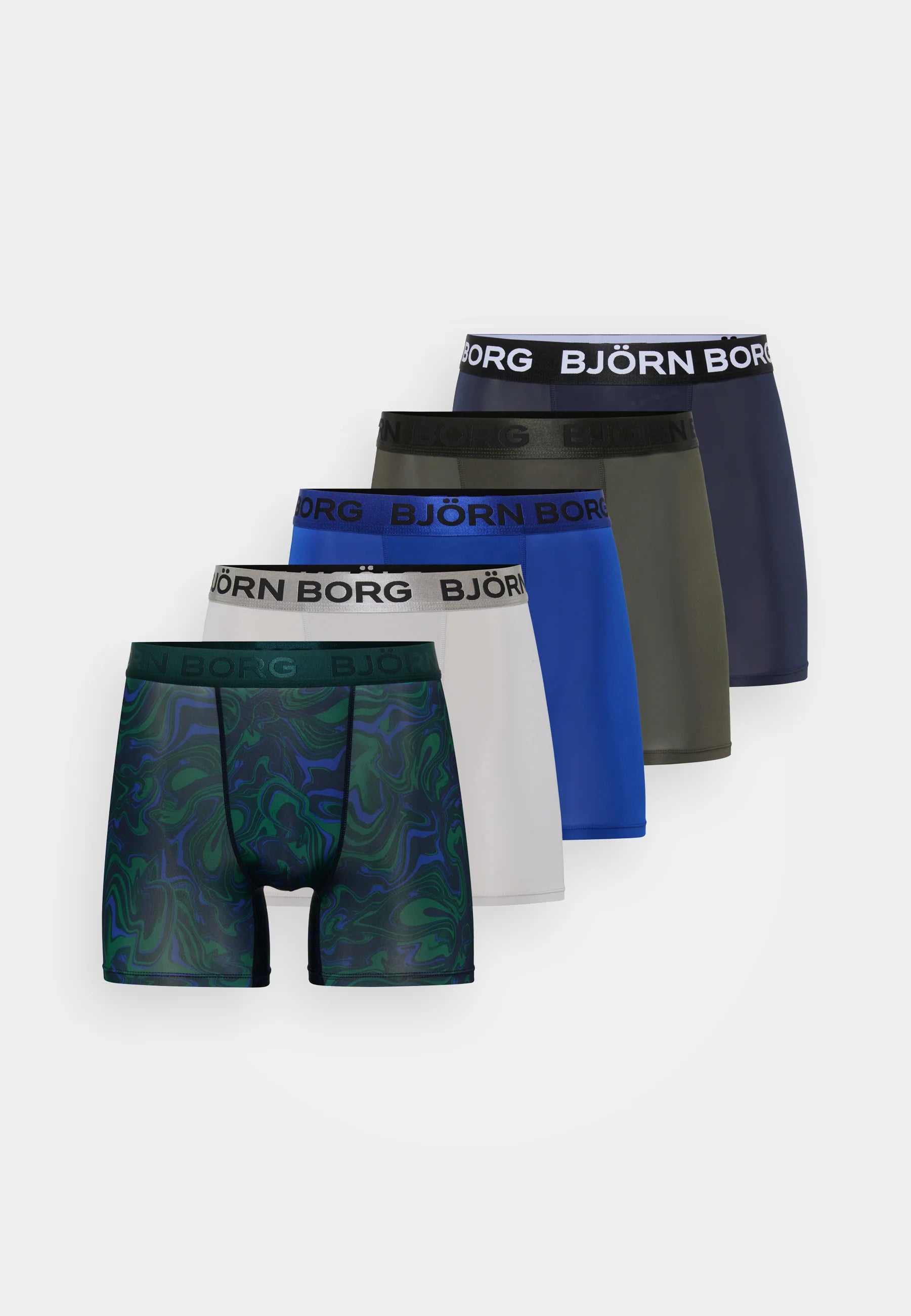 Boxerky Björn Borg Sports 5 Pack – šedá, černá, modrá, zelená